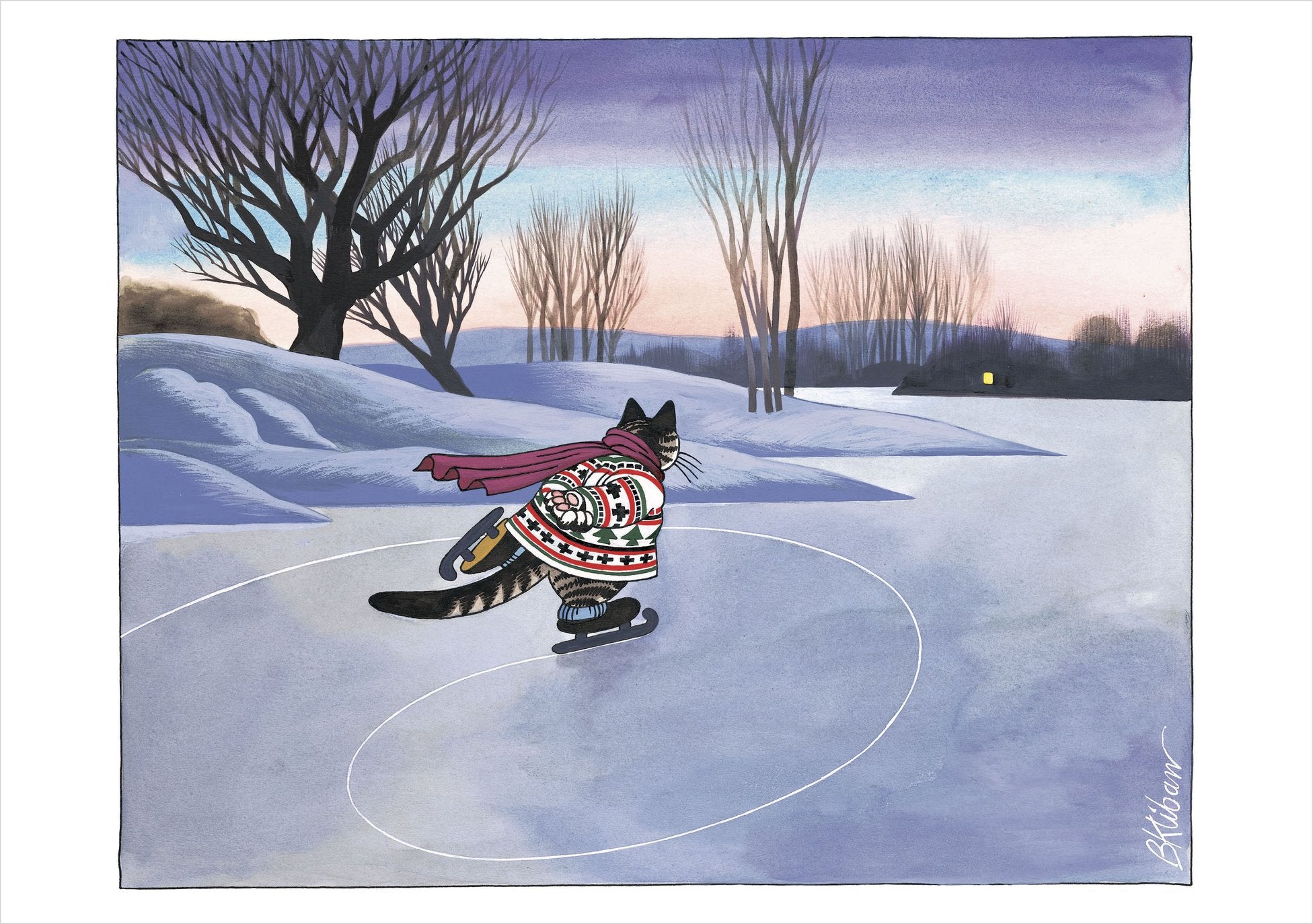 B. Kliban Cat Skating - Boxed Christmas Cards    