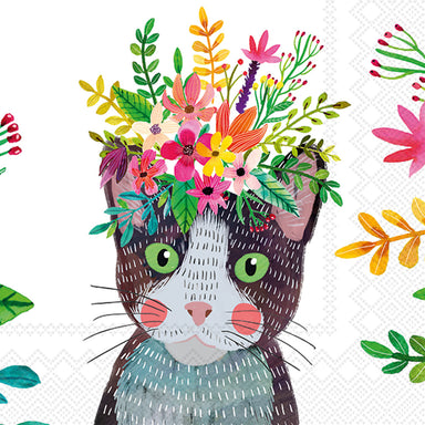 Floral Cat - Cocktail Napkins    