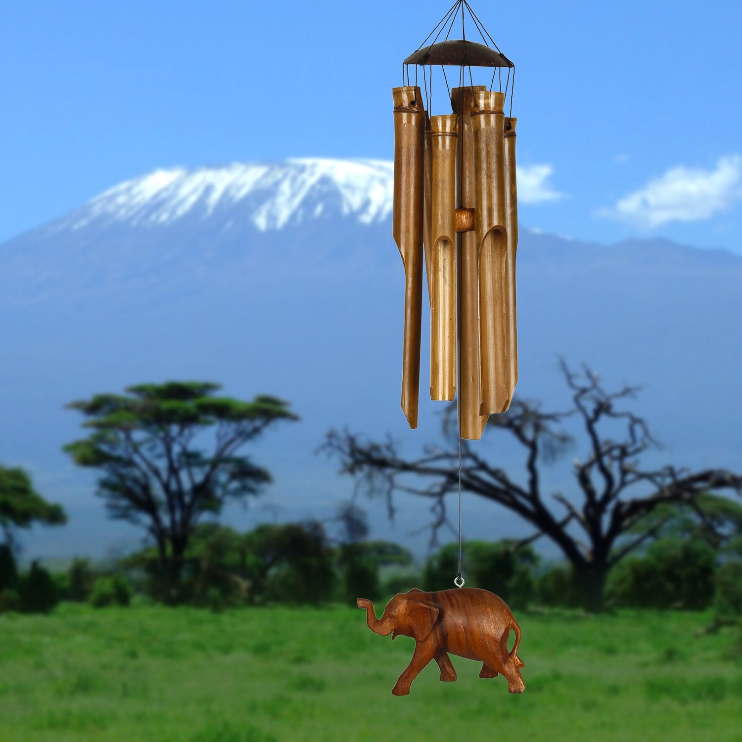 Half Coconut Bamboo Elephant Chime    