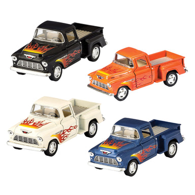 Diecast 1955 Chevy Pick Up Truck With Flames (Single) - Various Colors