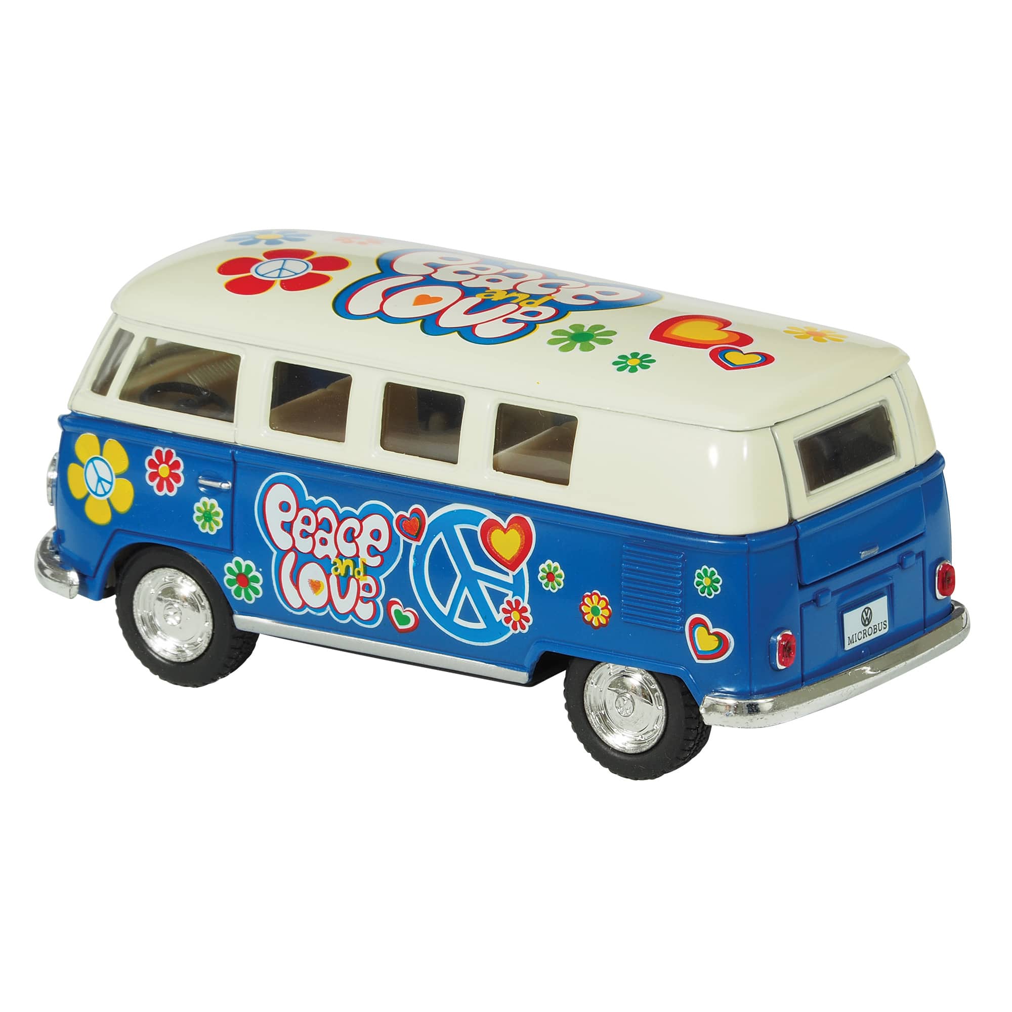 Diecast '62 VW Classic Peace & Love Bus (Single) - Random Color