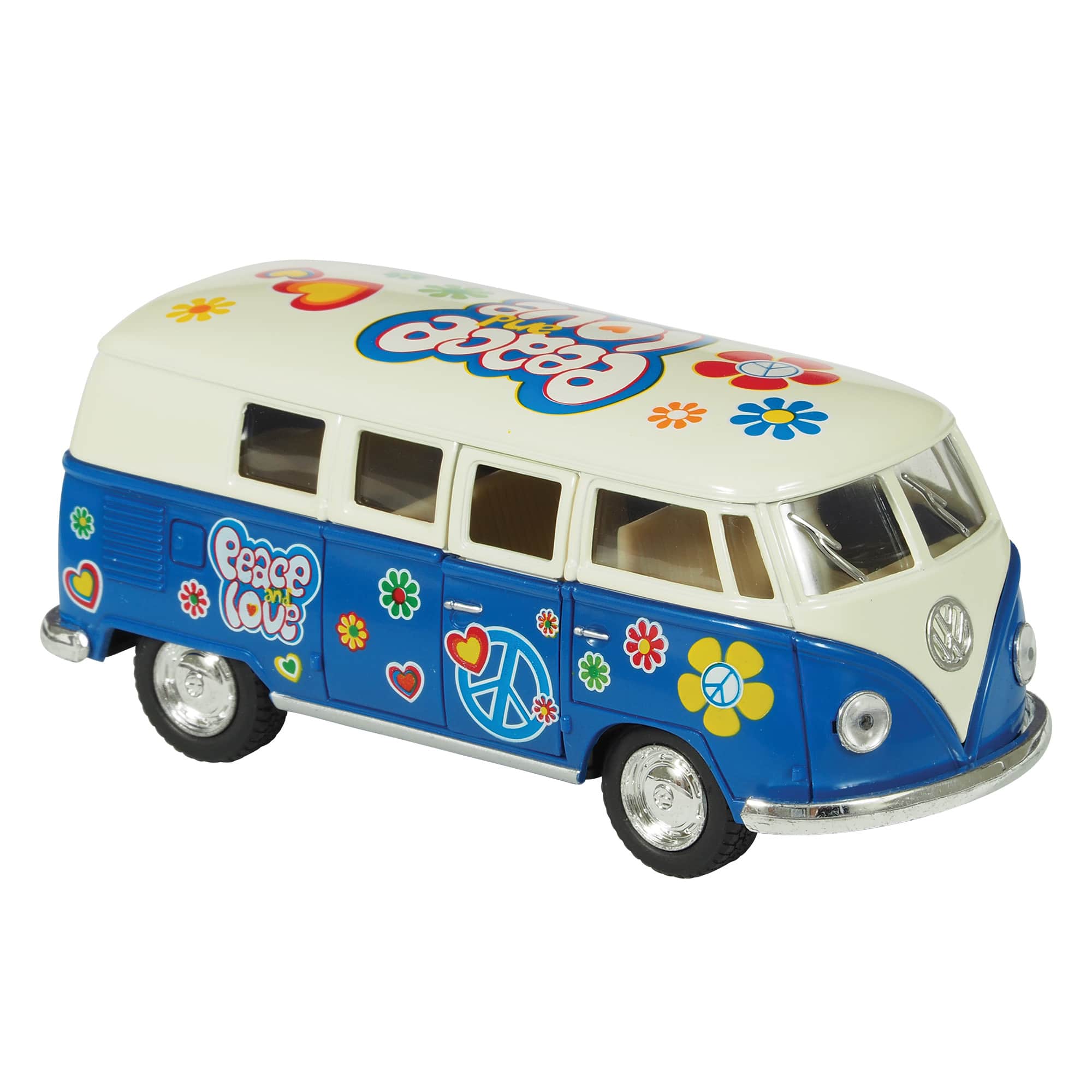 Diecast '62 VW Classic Peace & Love Bus (Single) - Random Color