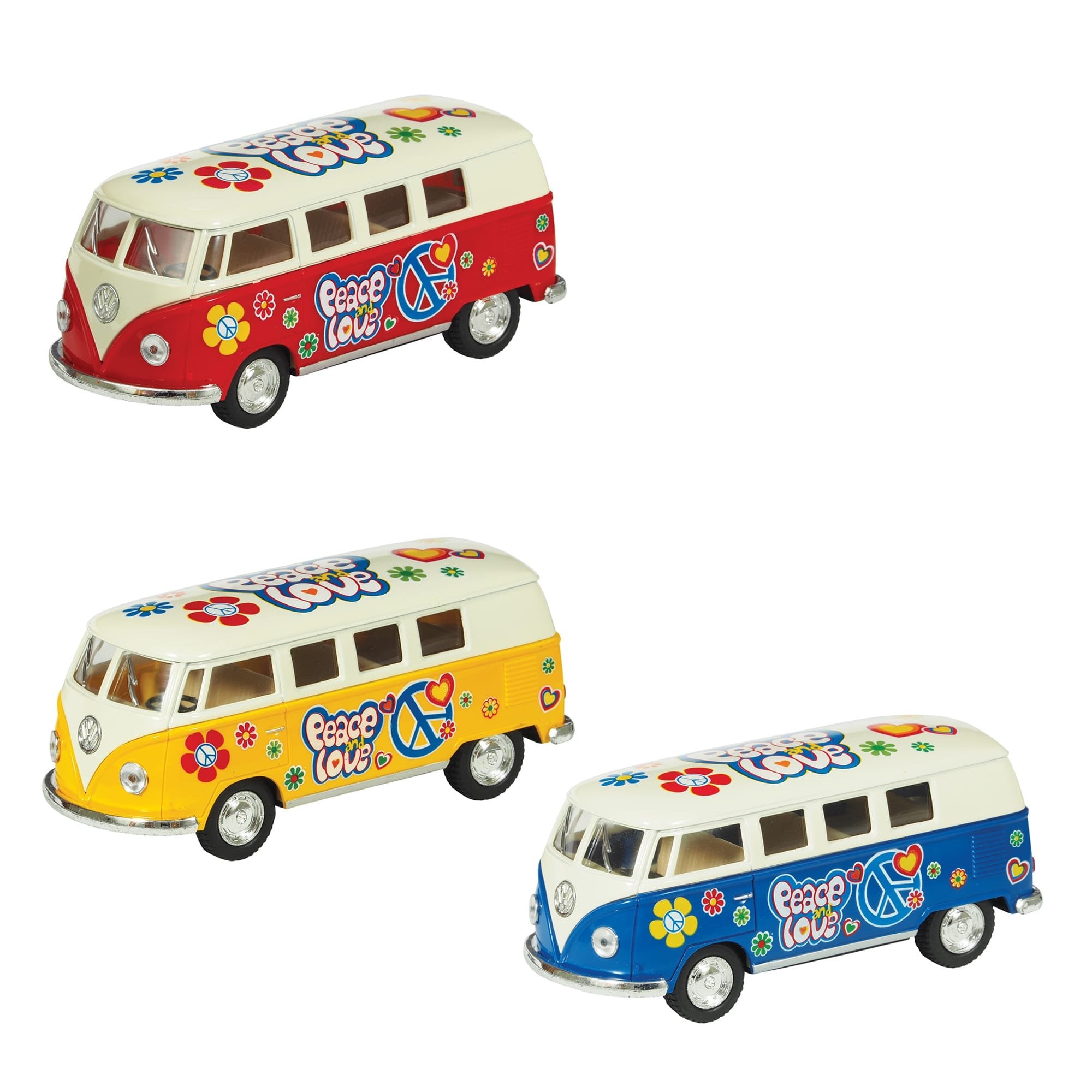 Diecast '62 VW Classic Peace & Love Bus (Single) - Random Color