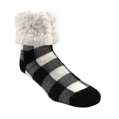 White Lumberjack - Large Size Pudus Slipper Socks    