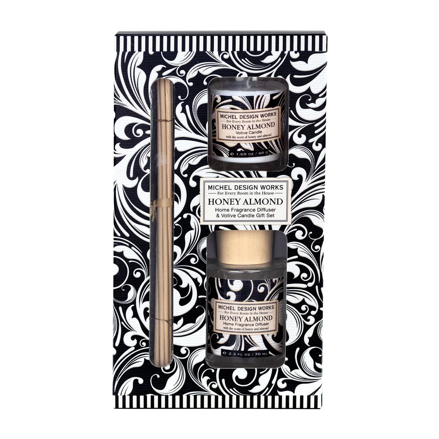 Honey Almond Home Fragrance Diffuser & Votive Candle Gift Set    