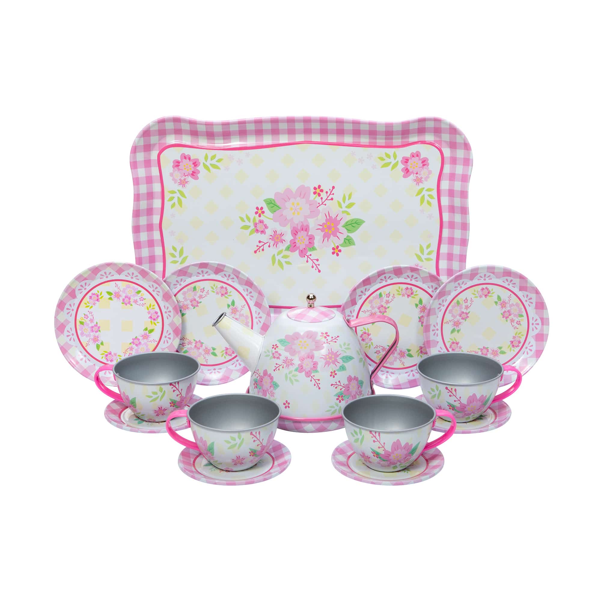 Fancy Floral Tin Tea Set    