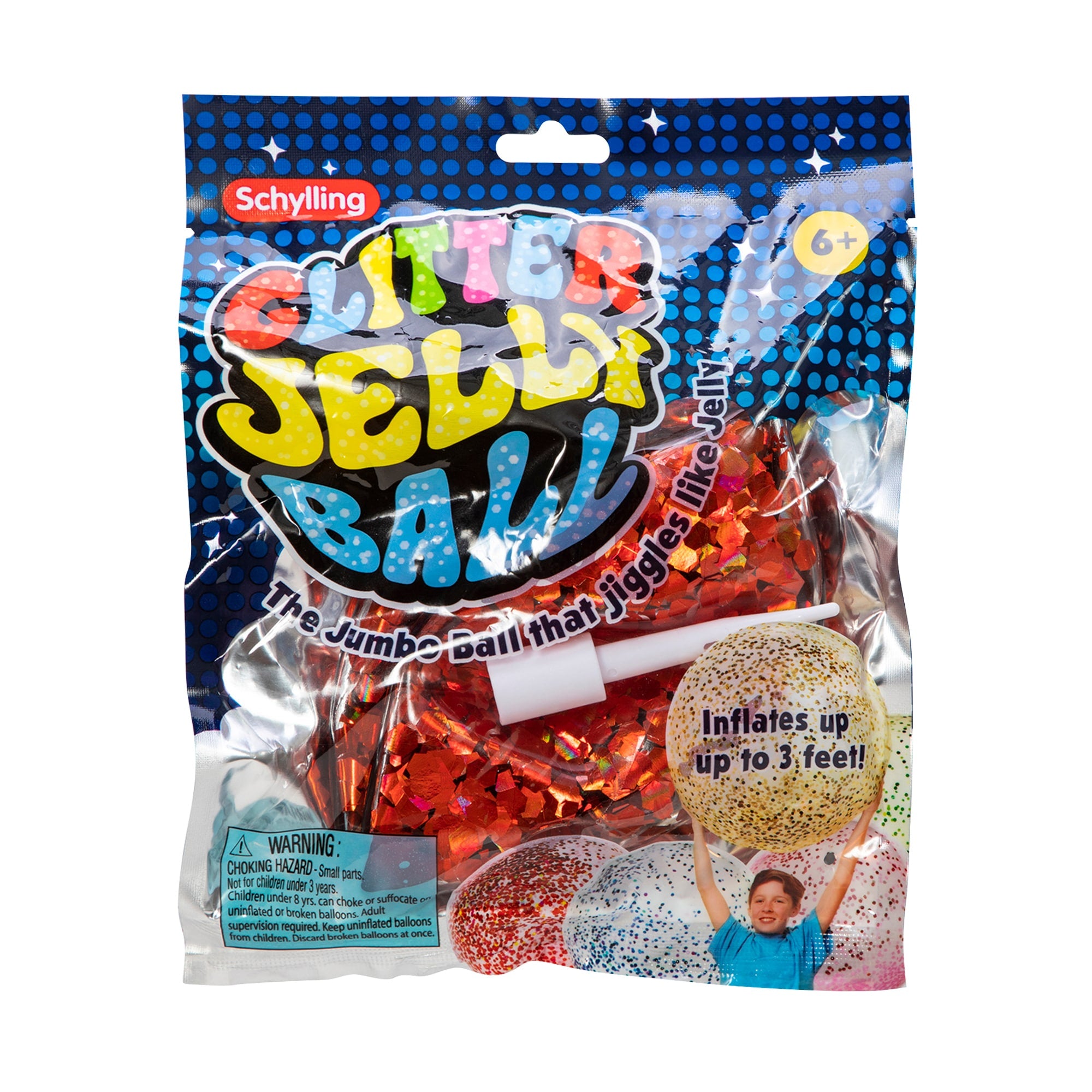 Jumbo Glitter Jelly Ball (Single) - Pink, Red, Blue, Green, or Gold Assorted    