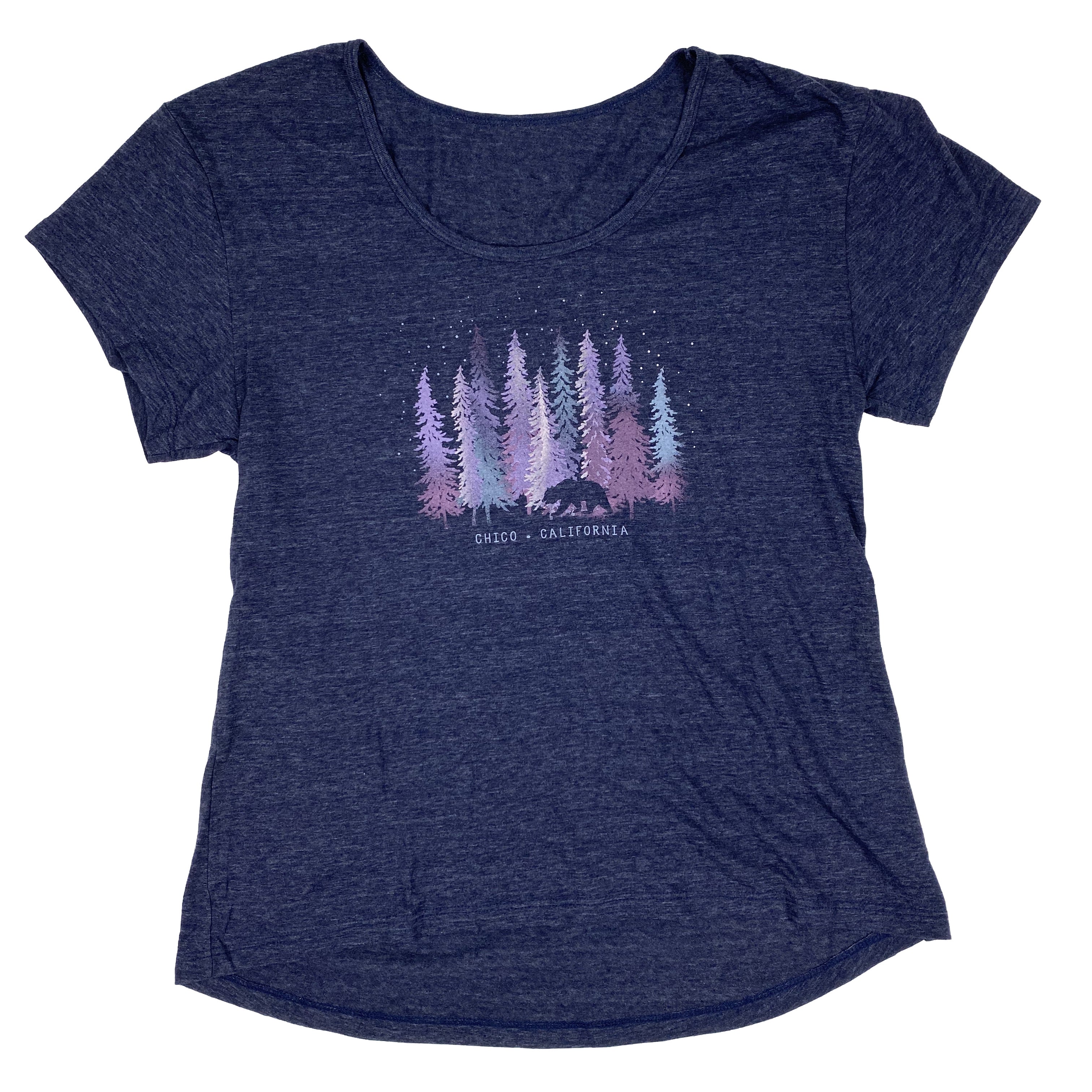 Plain Sight Chico Pines - Womens Hi-Low Scoop Neck T-Shirt NAVY HEATHER S  3263643.1