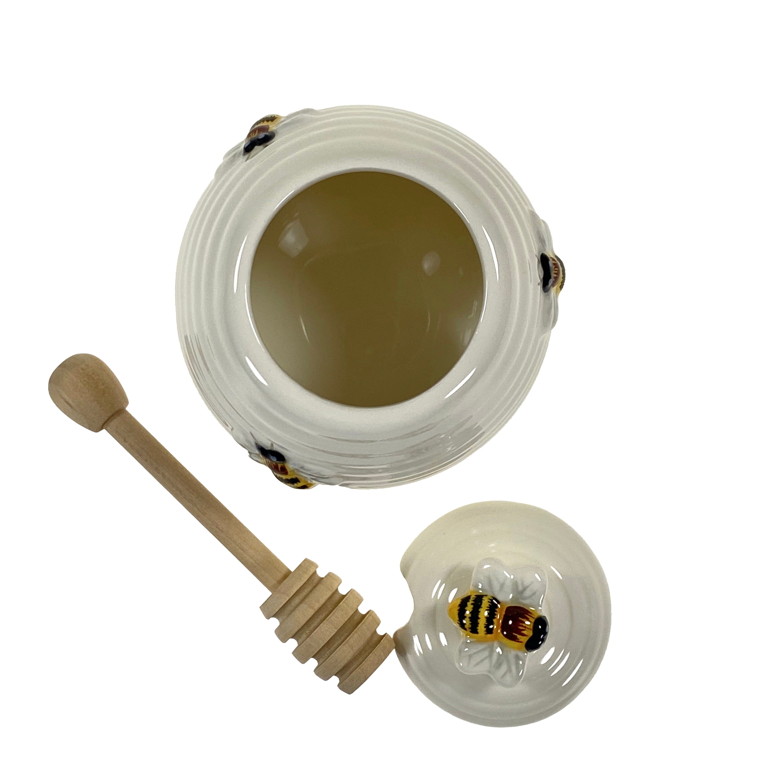 Bee Hive Honey Pot With Wooden Dipper    