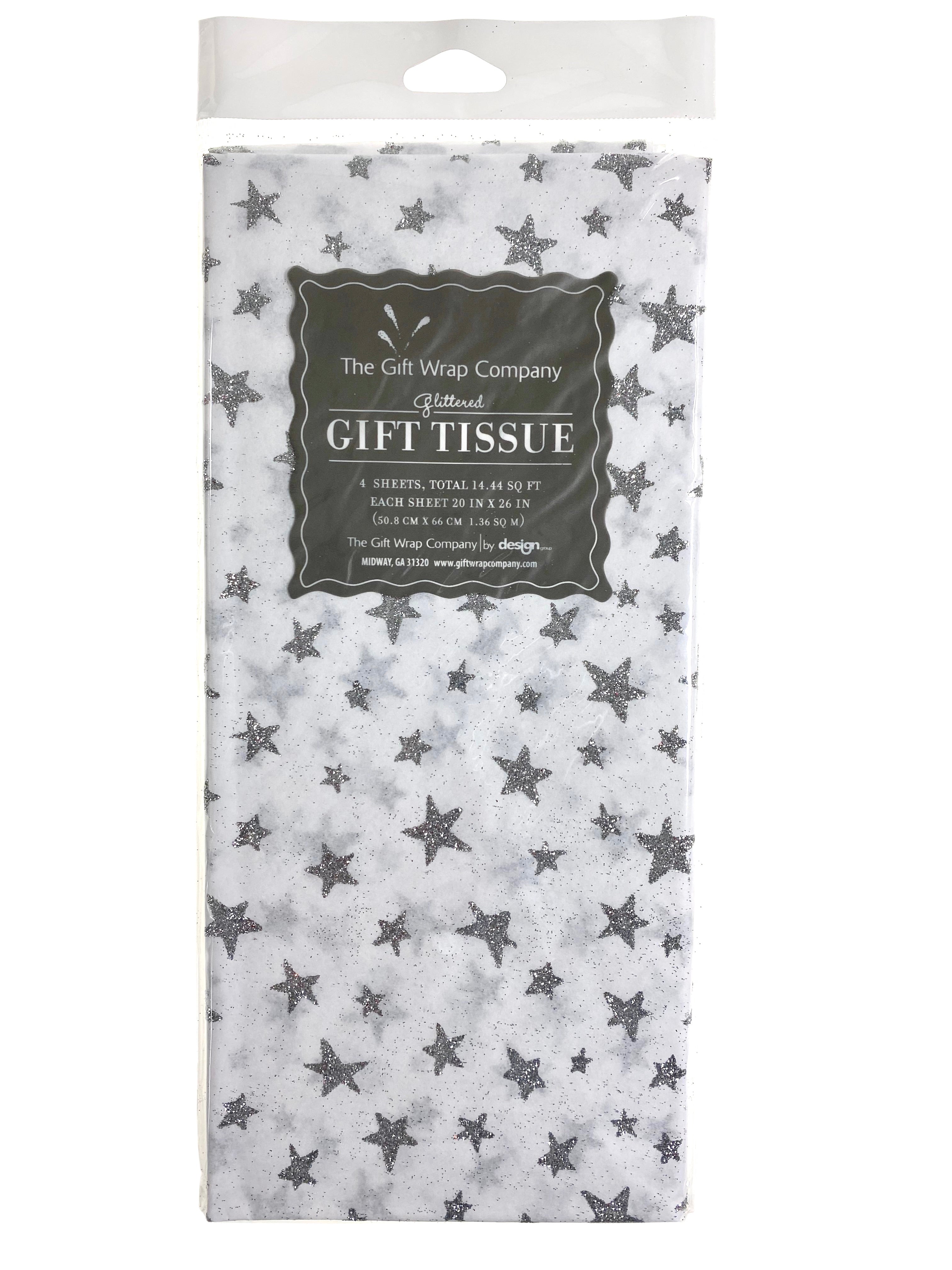 Tissue Paper - Silver Glitter Stars    