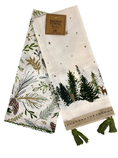Winter Woodland Set of 2 Dishtowels    