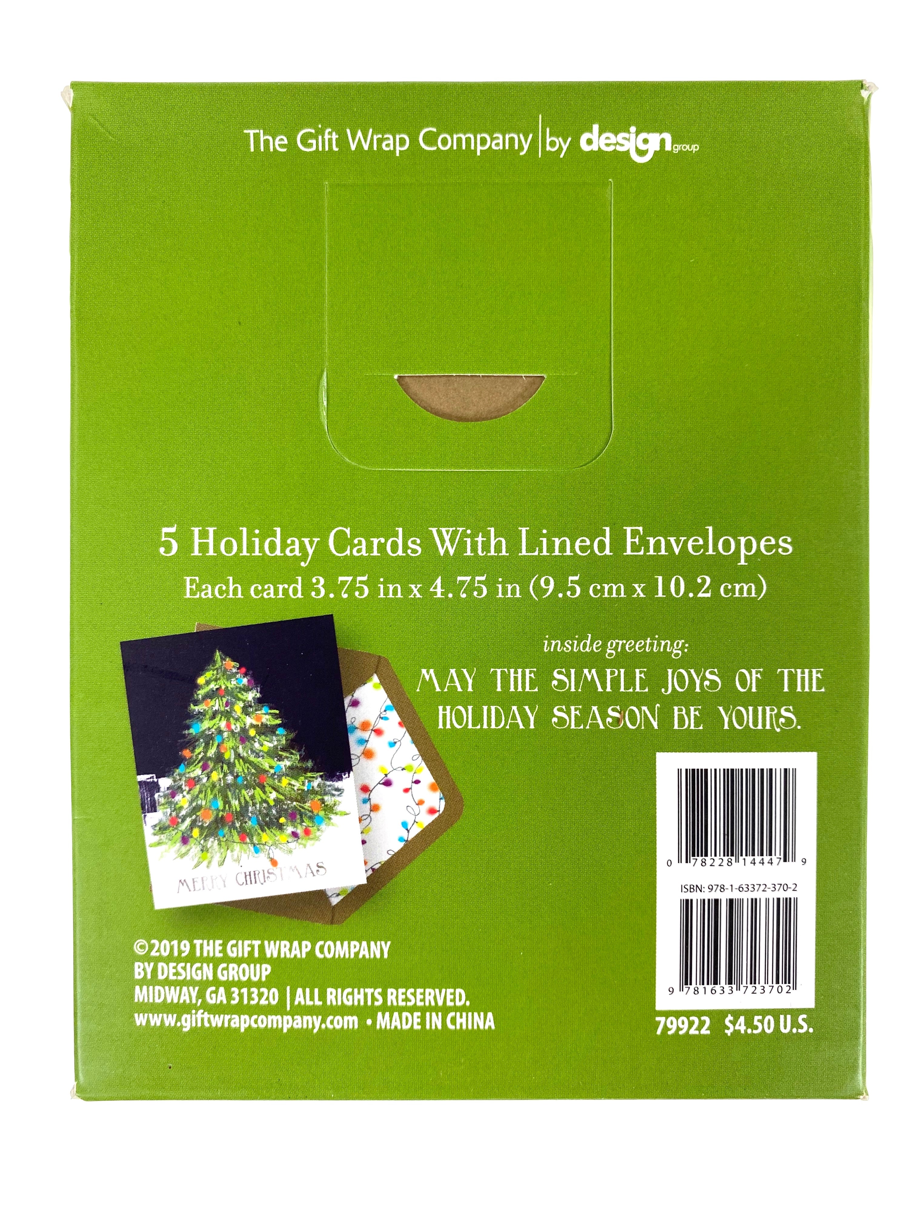 Pack Of 5 Christmas Cards - Tree Lighting    