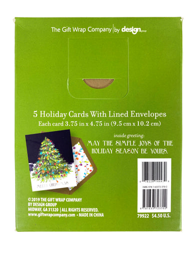 Pack Of 5 Christmas Cards - Tree Lighting    