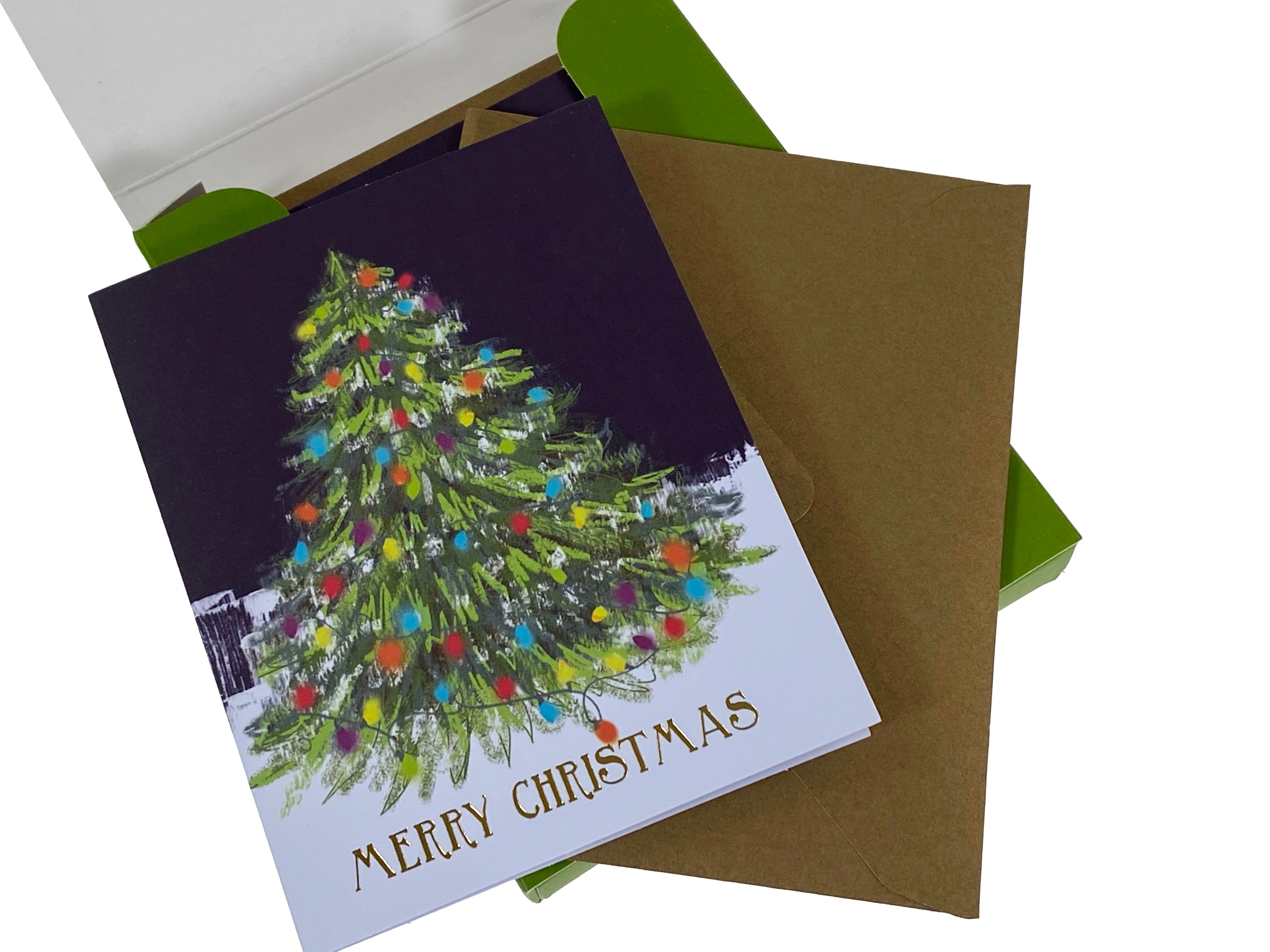 Pack Of 5 Christmas Cards - Tree Lighting    