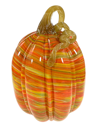 Tall Glass Pumpkin - Orange And Yellow Swirl    
