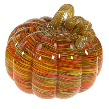 Medium Glass Pumpkin - Orange And Yellow Swirl    