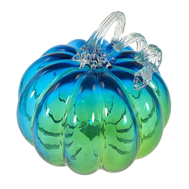 Large Glass Pumpkin - Blue Green Ombre    