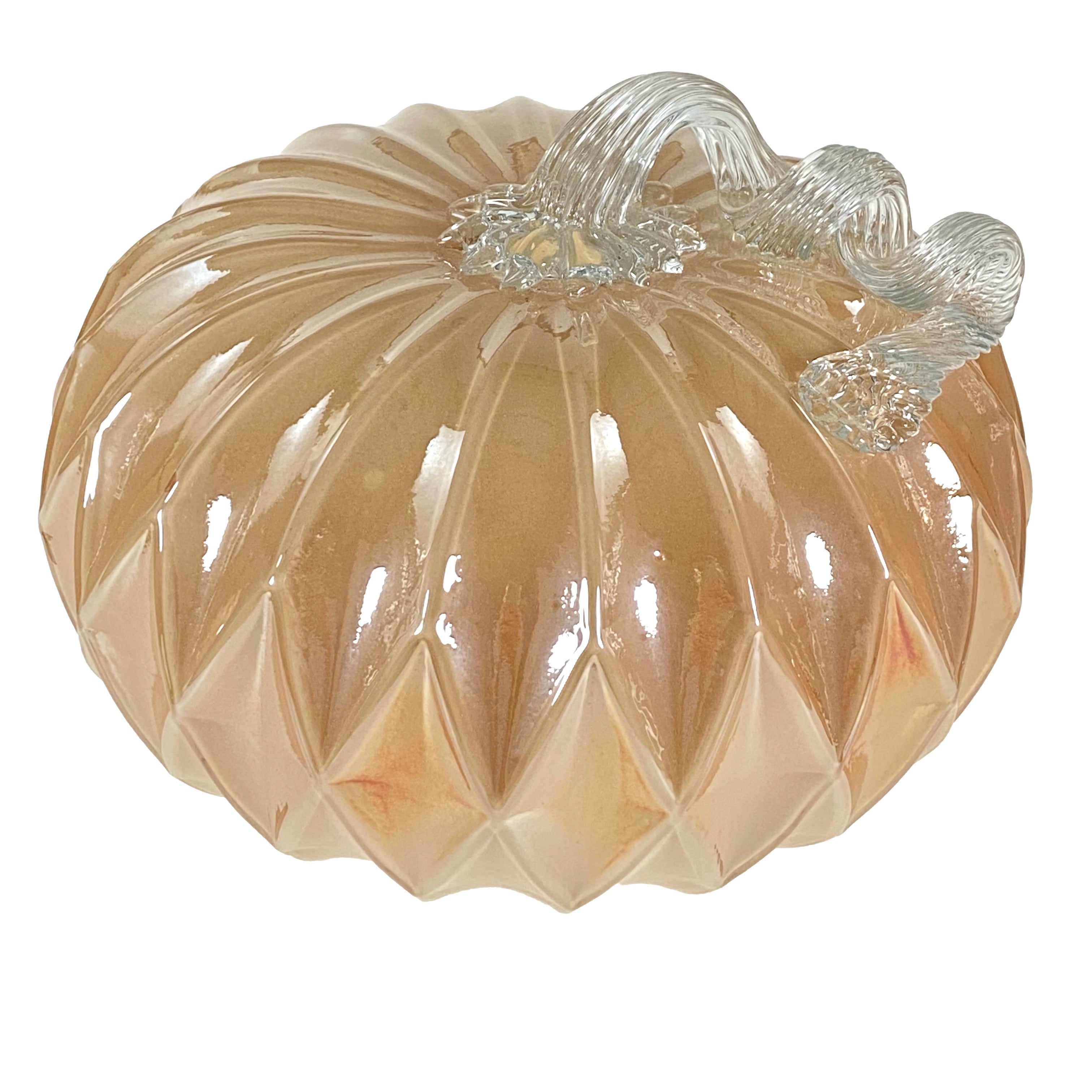 Large Glass Pumpkin - Gold Facets    