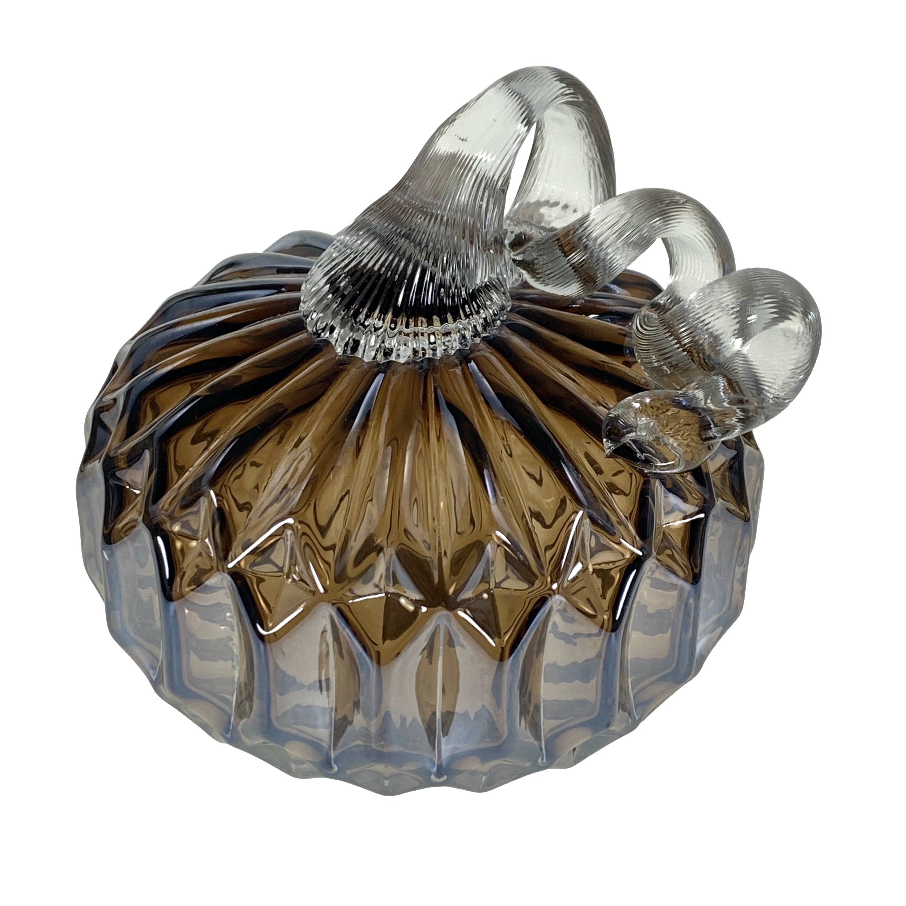 Small Glass Pumpkin - Coffee Facets    
