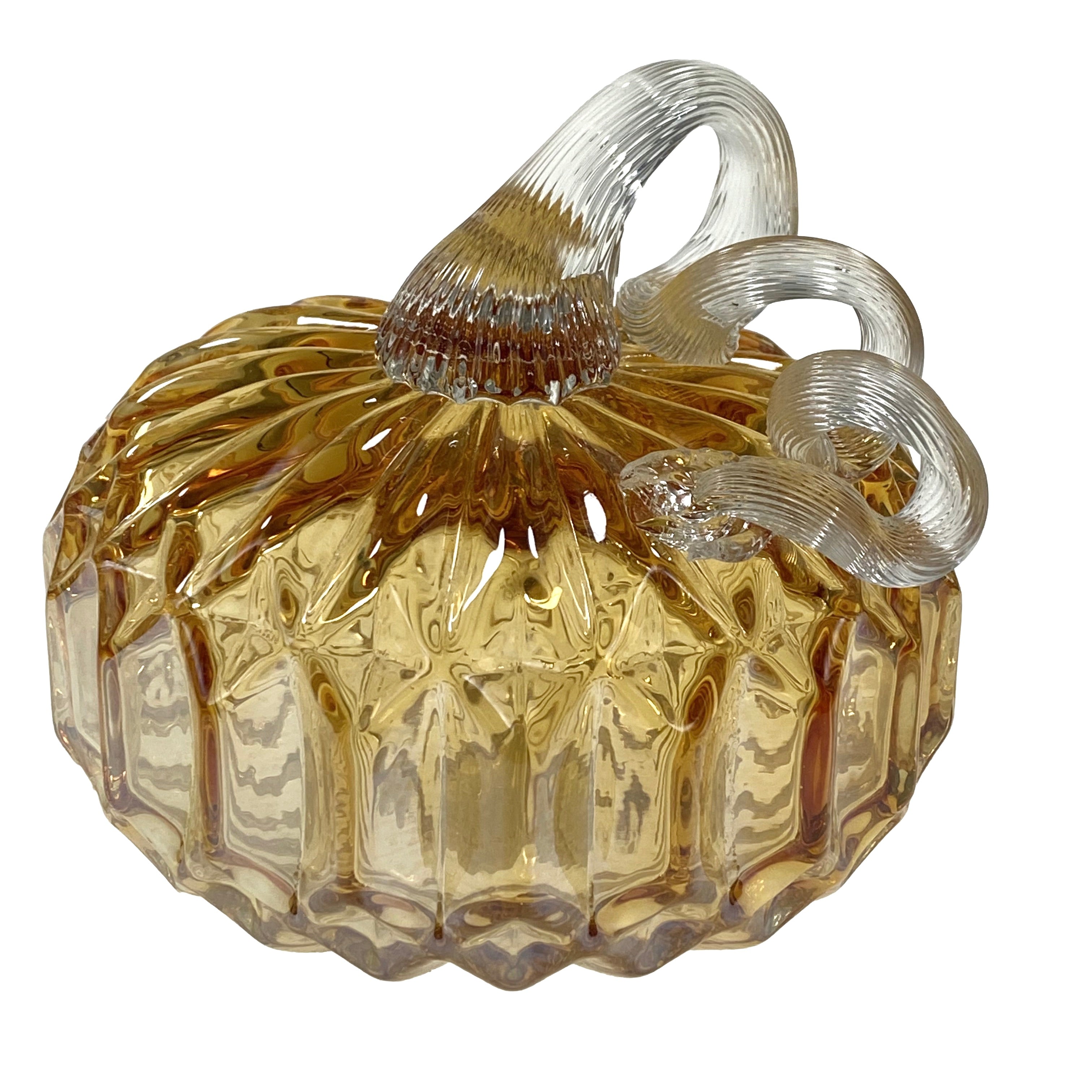 Small Glass Pumpkin - Amber Facets    