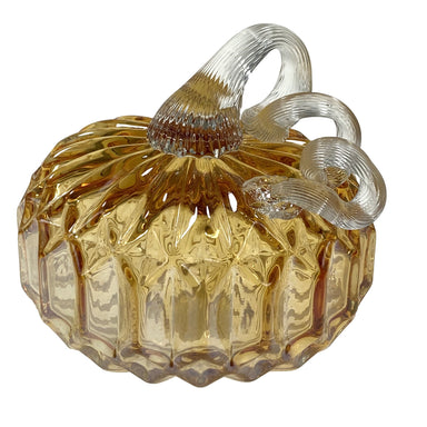 Small Glass Pumpkin - Amber Facets    