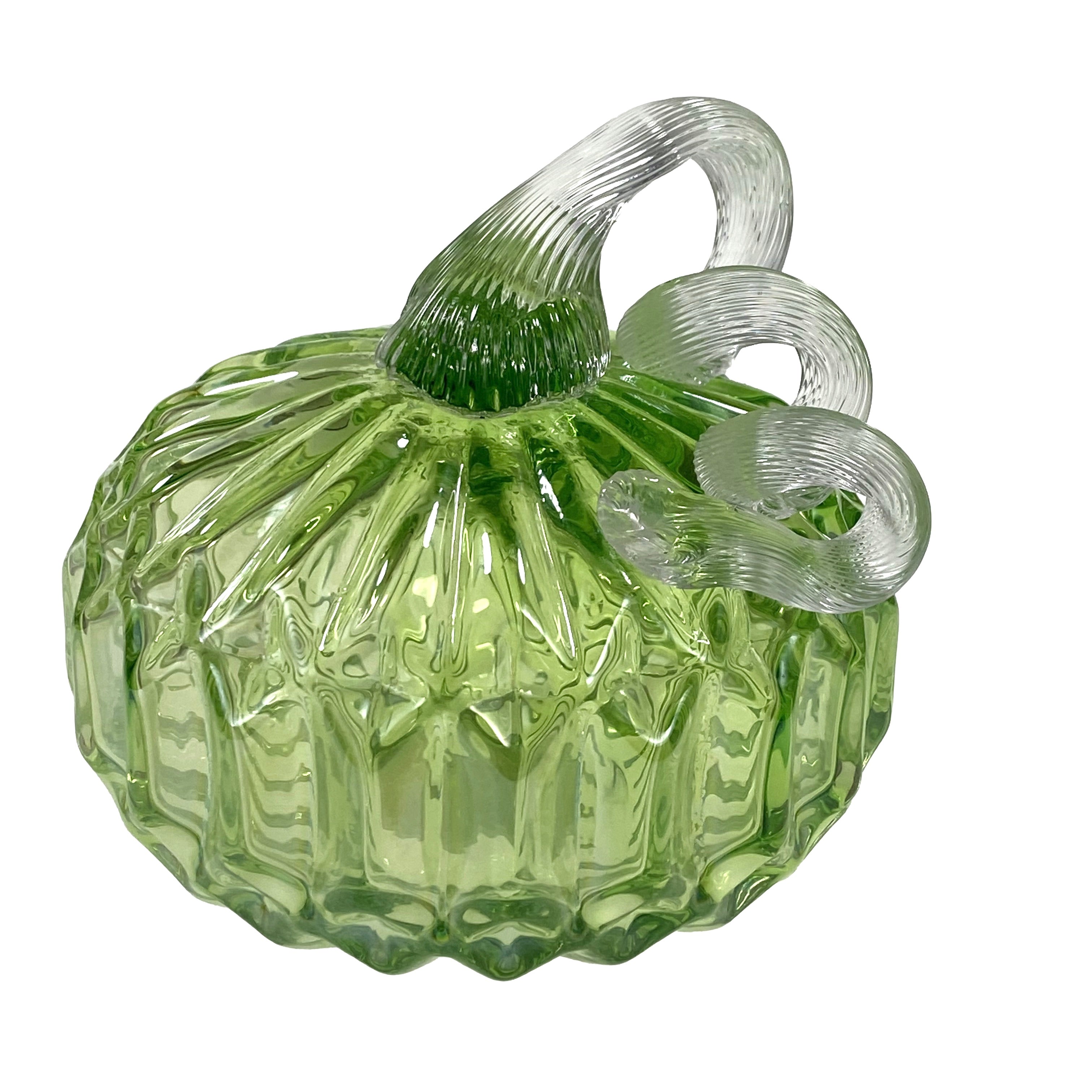 Small Glass Pumpkin - Green Facets    