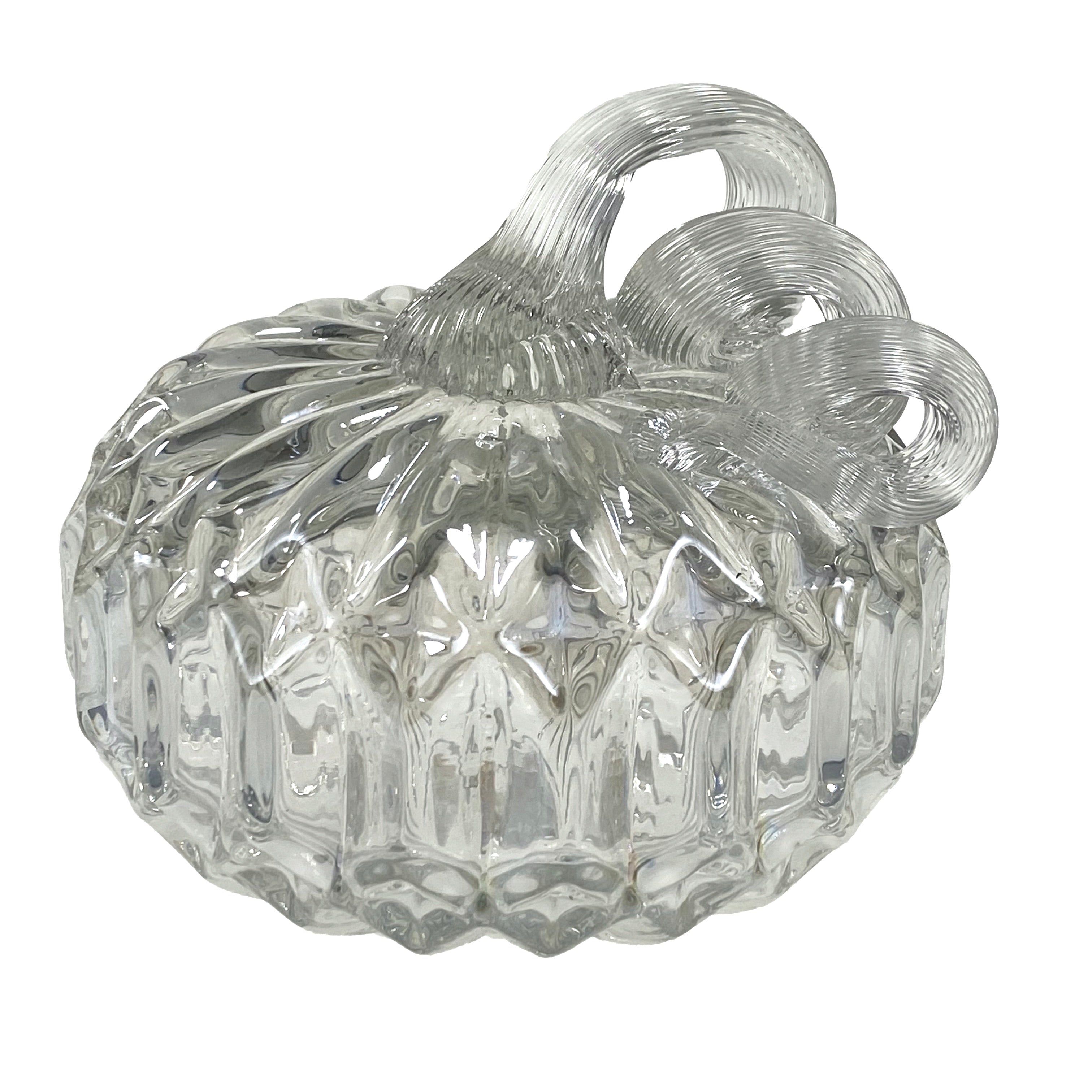 Small Glass Pumpkin - Clear Facets    