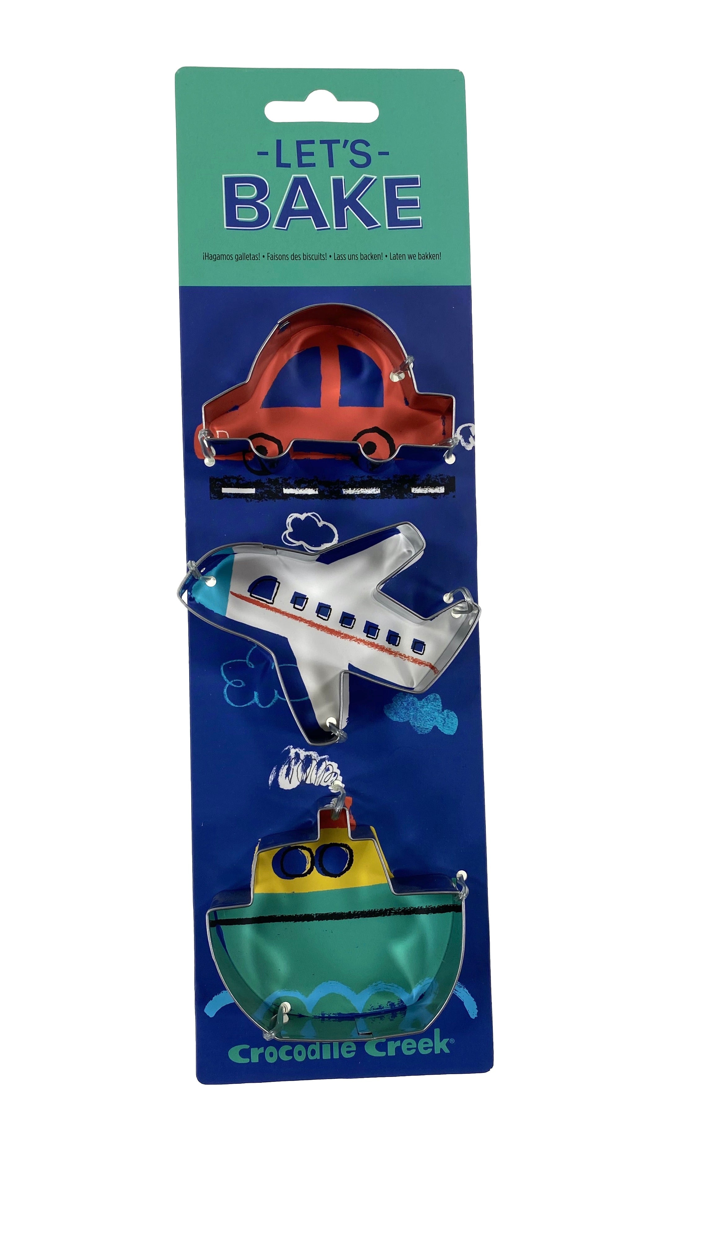 Let's Bake Cookie Cutters set of 3 Vehicles Car-Plane-Boat    