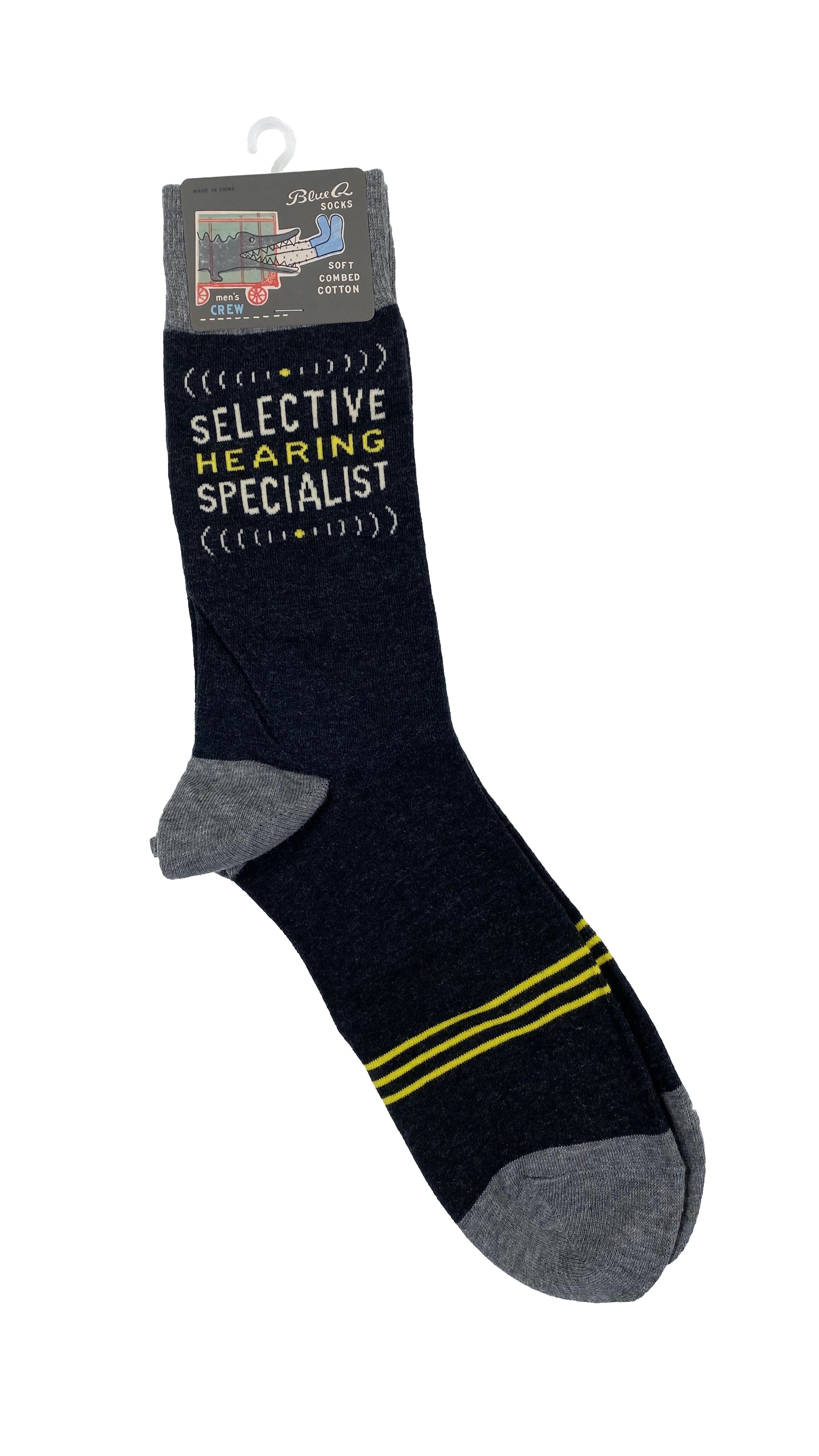 Blue Q Mens Crew Socks - Selective Hearing Specialist    