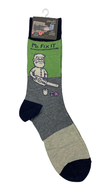Blue Q Mens Crew Sock Mr. Fix It    