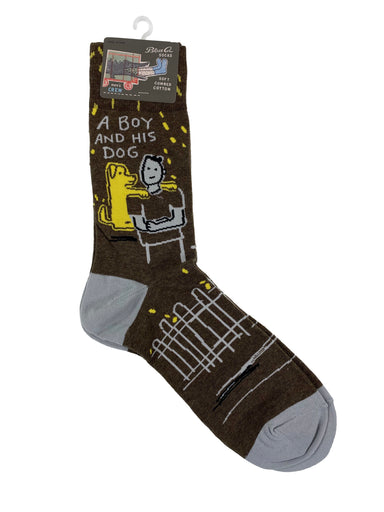Blue Q Mens Crew Socks - A Boy And His Dog    