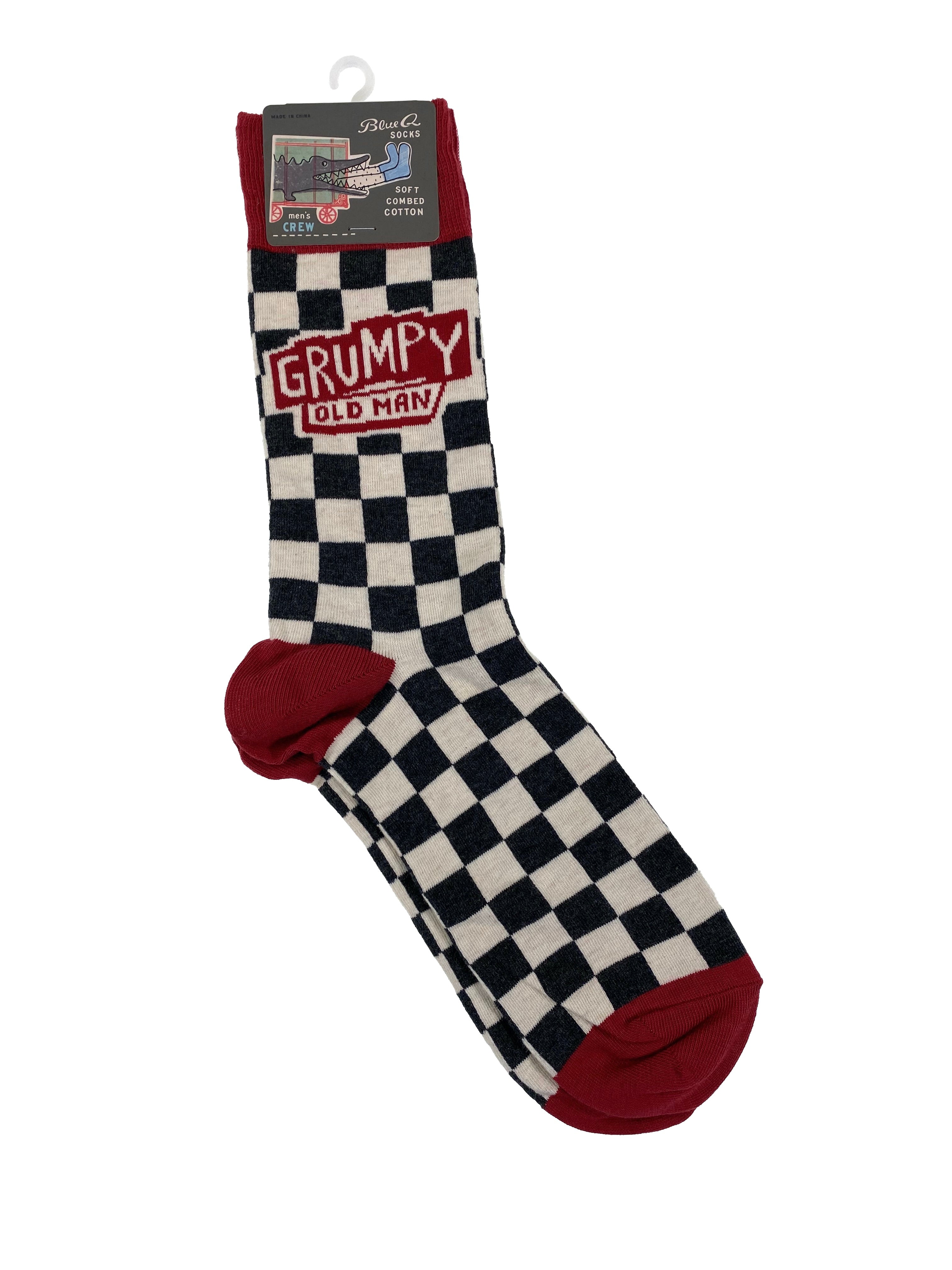 Blue Q Men's Crew Socks - Grumpy Old Man