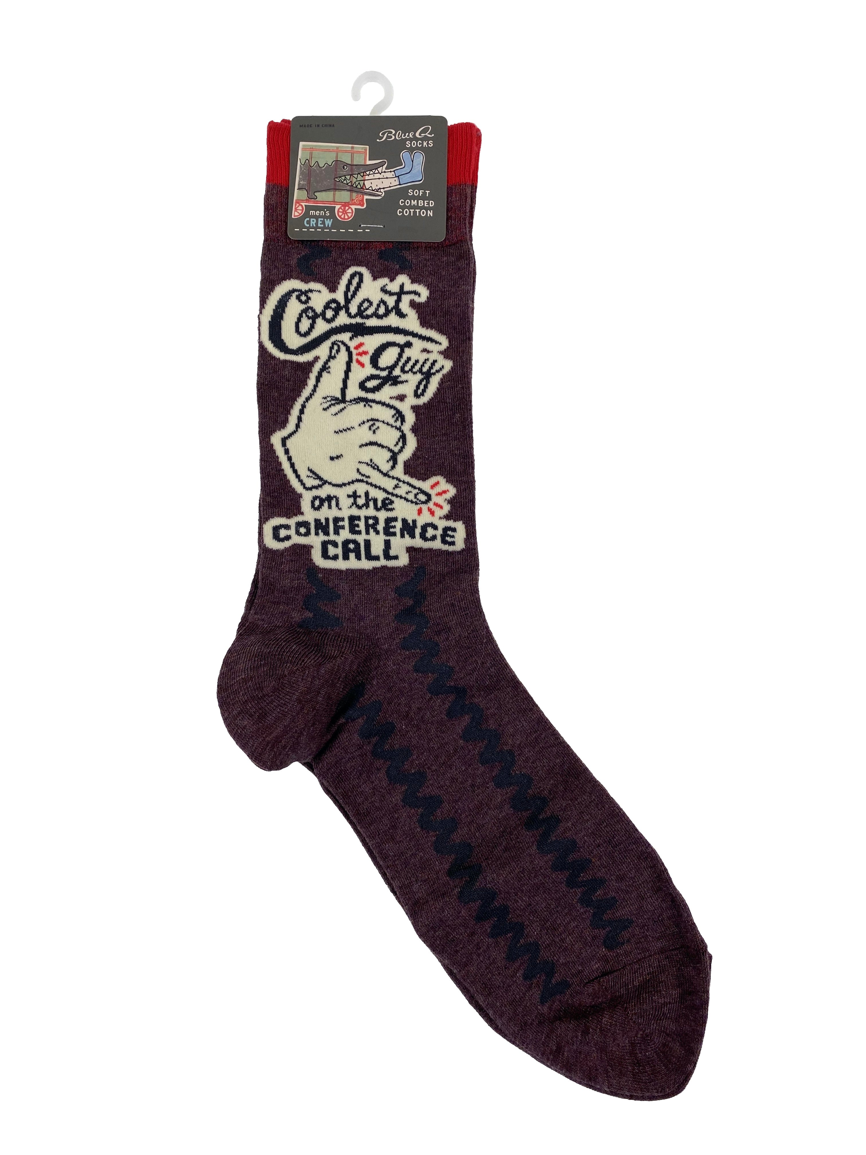 Blue Q Men's Crew Socks - Coolest Guy On The Conference Call