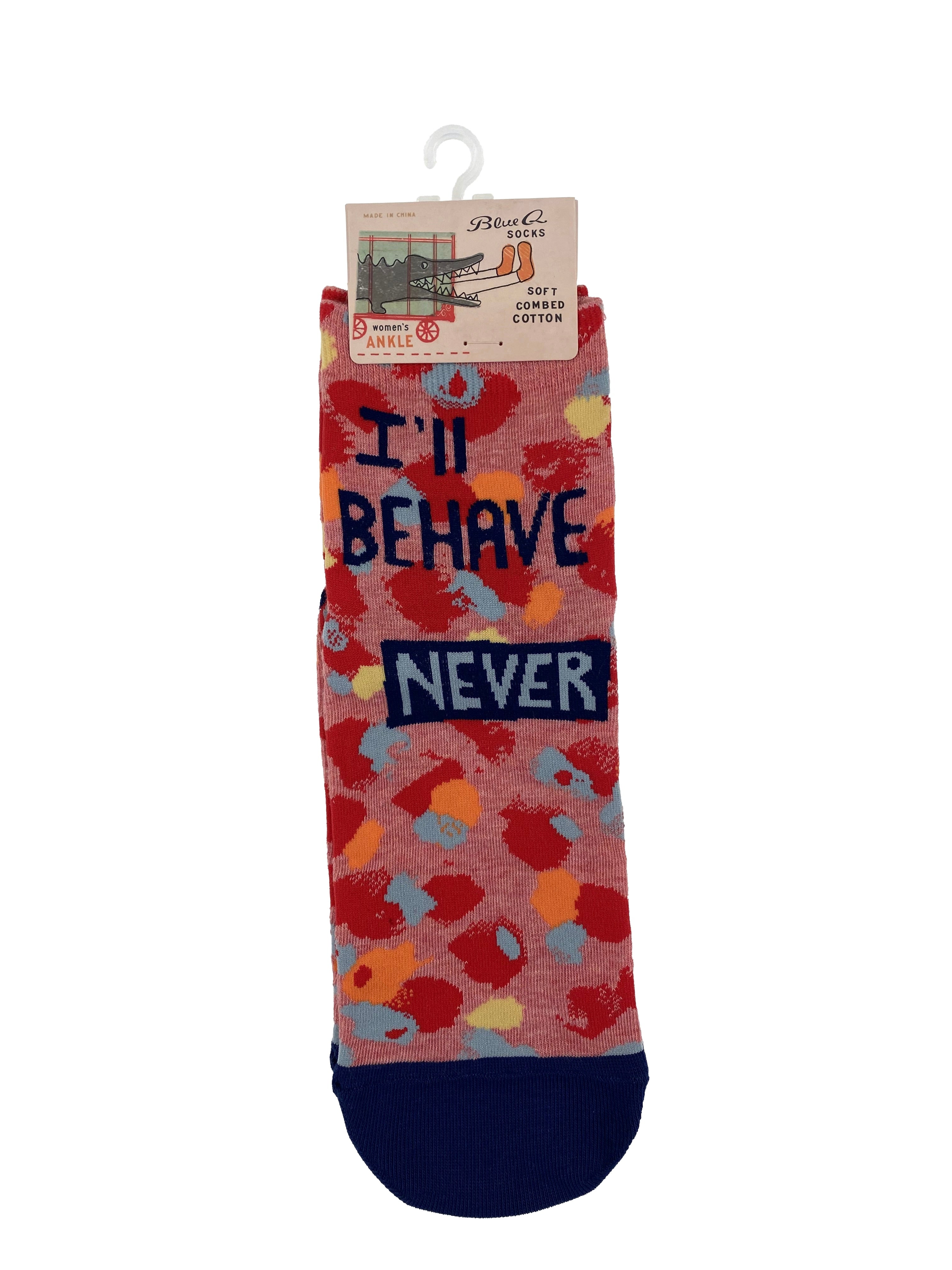 Blue Q Womens Ankle Socks - I'll Behave Never    