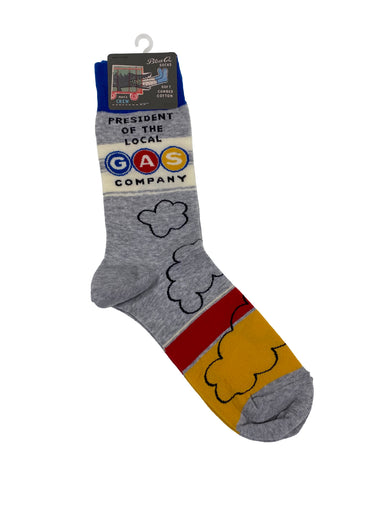 Blue Q Mens Crew Socks - President Of The Local Gas Company    