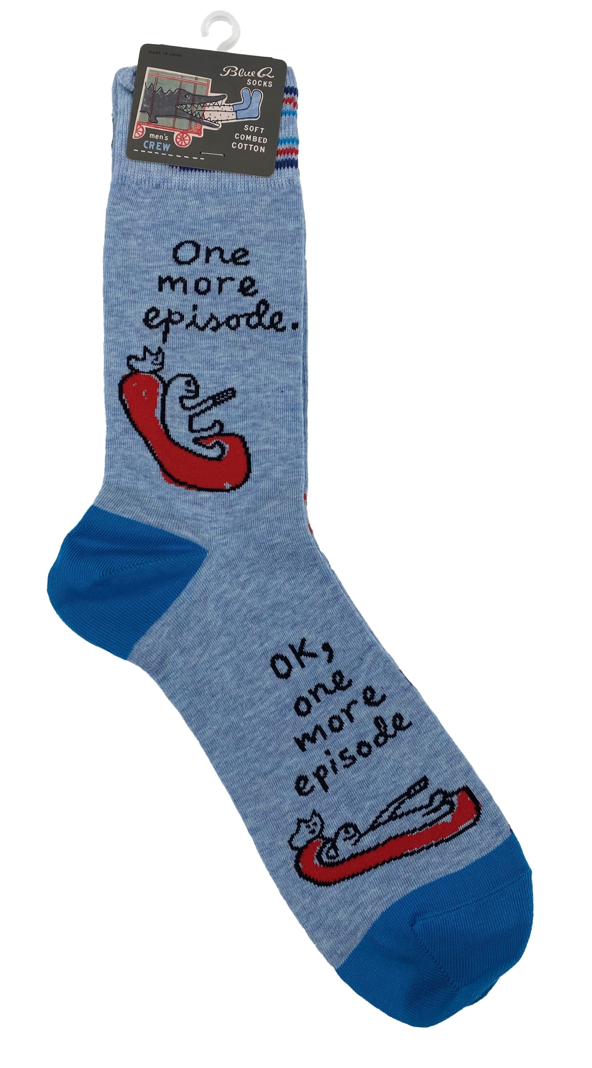 Blue Q Mens Crew Socks - One More Episode    