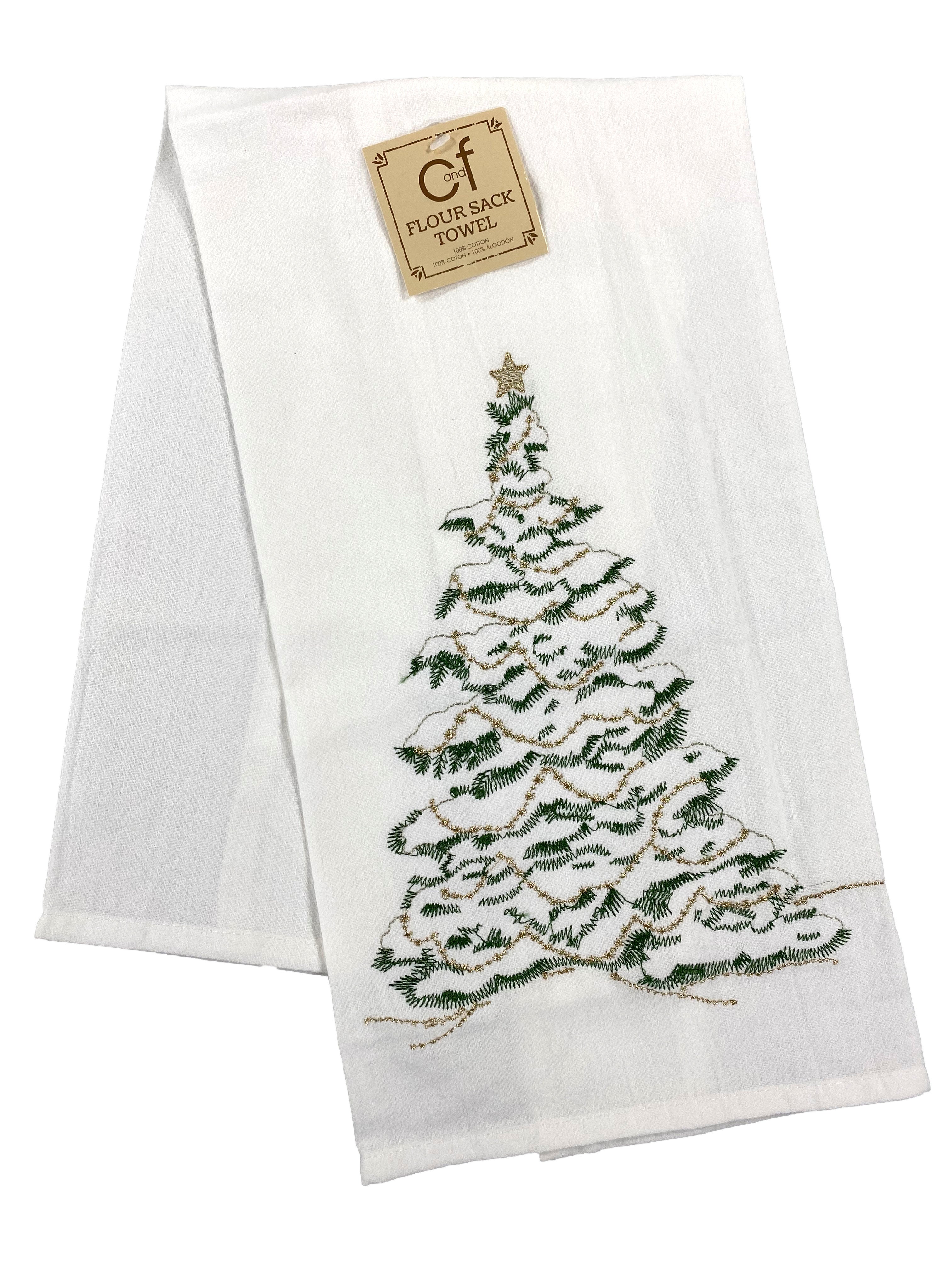 Gold And Green Tree - Flour Sack Kitchen Towel    