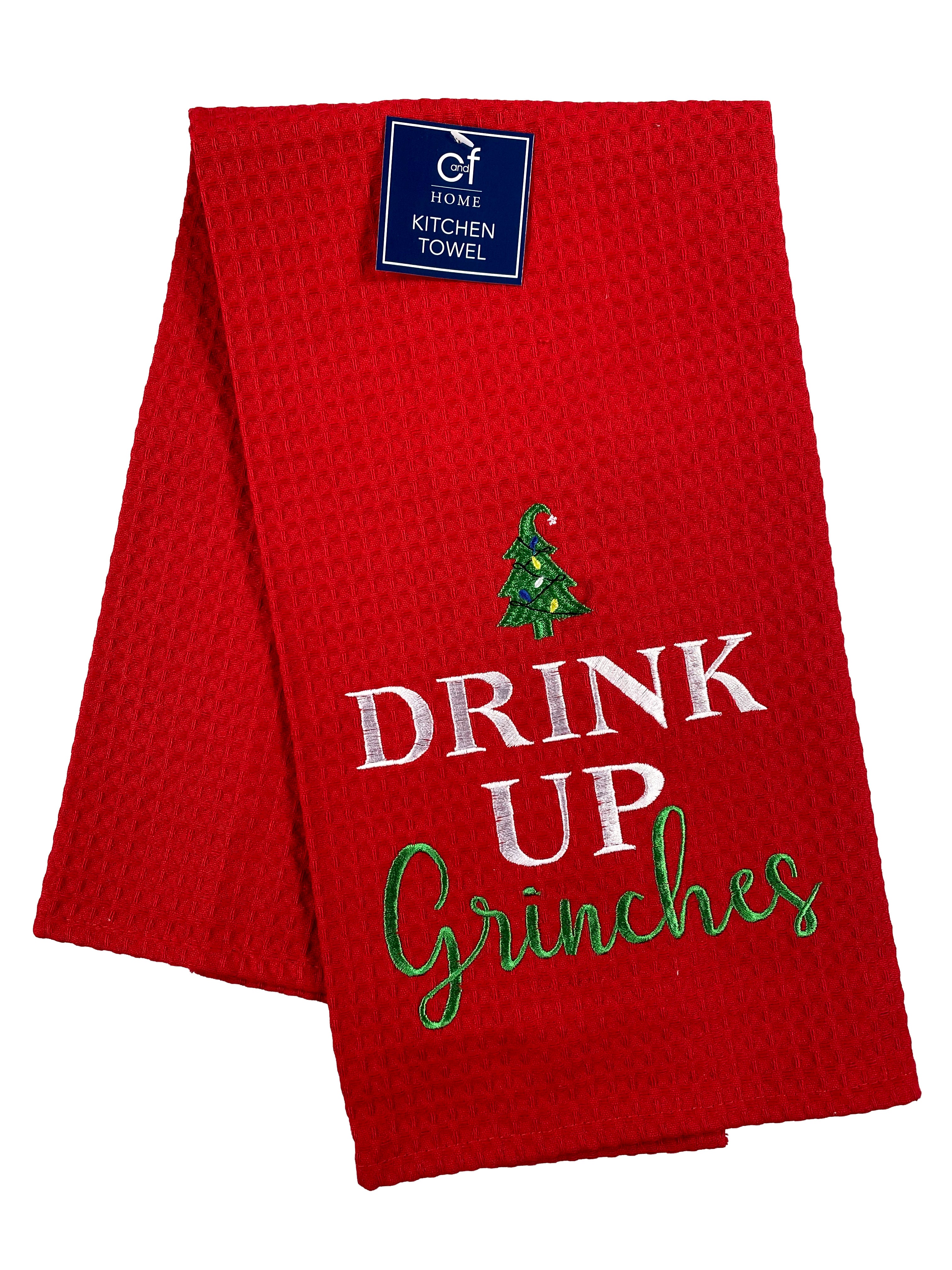 Drink Up Grinches - Waffle Weave Kitchen Towel    