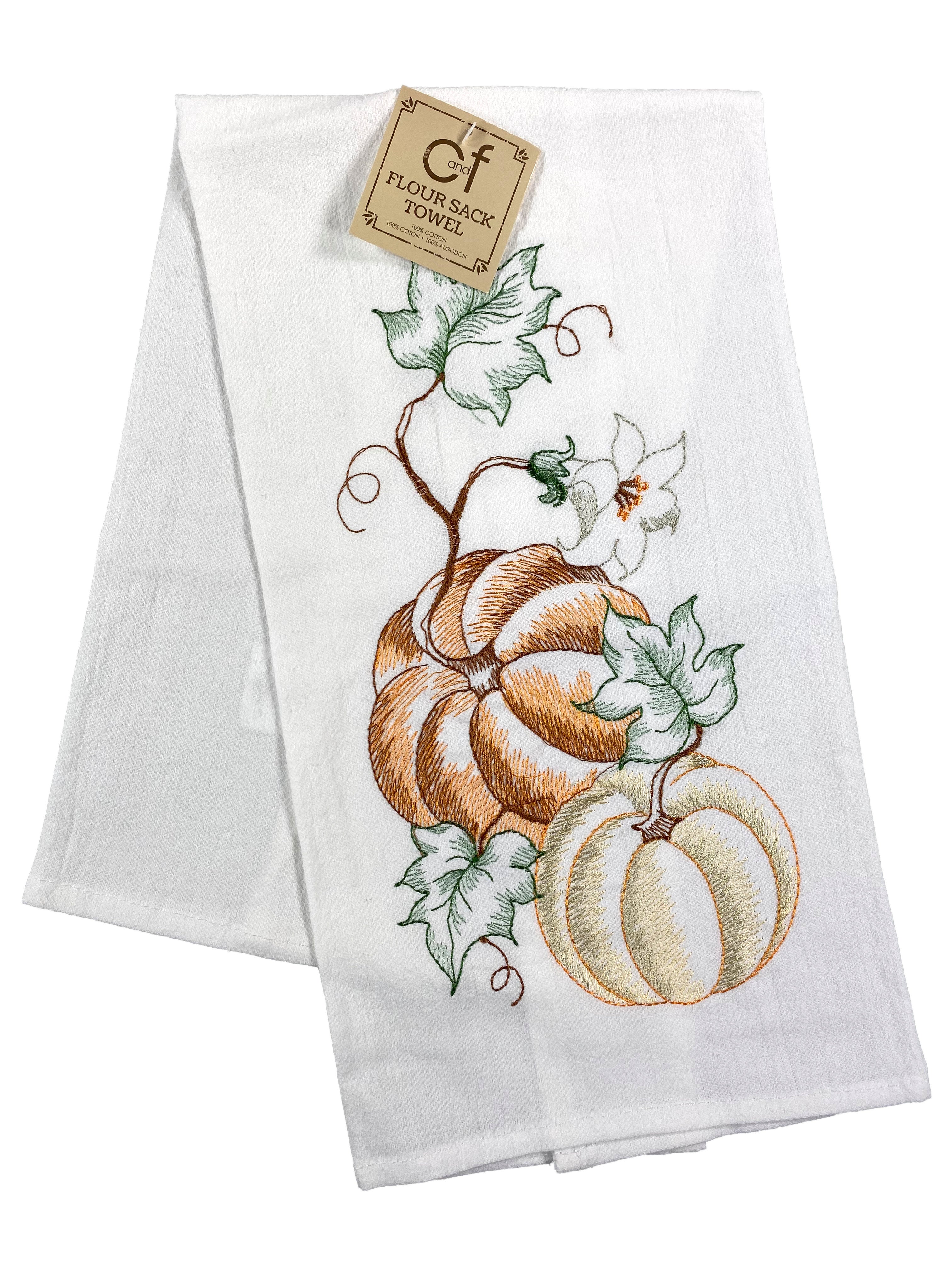 Pumpkins And Vines - Flour Sack Kitchen Towel    