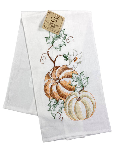 Pumpkins And Vines - Flour Sack Kitchen Towel    