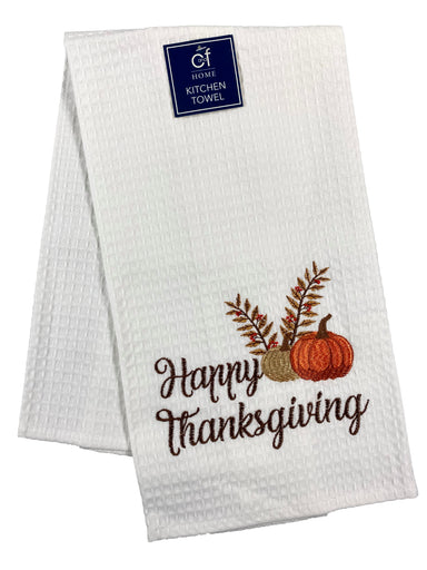 Happy Thanksgiving - Waffle Weave Kitchen Towel    