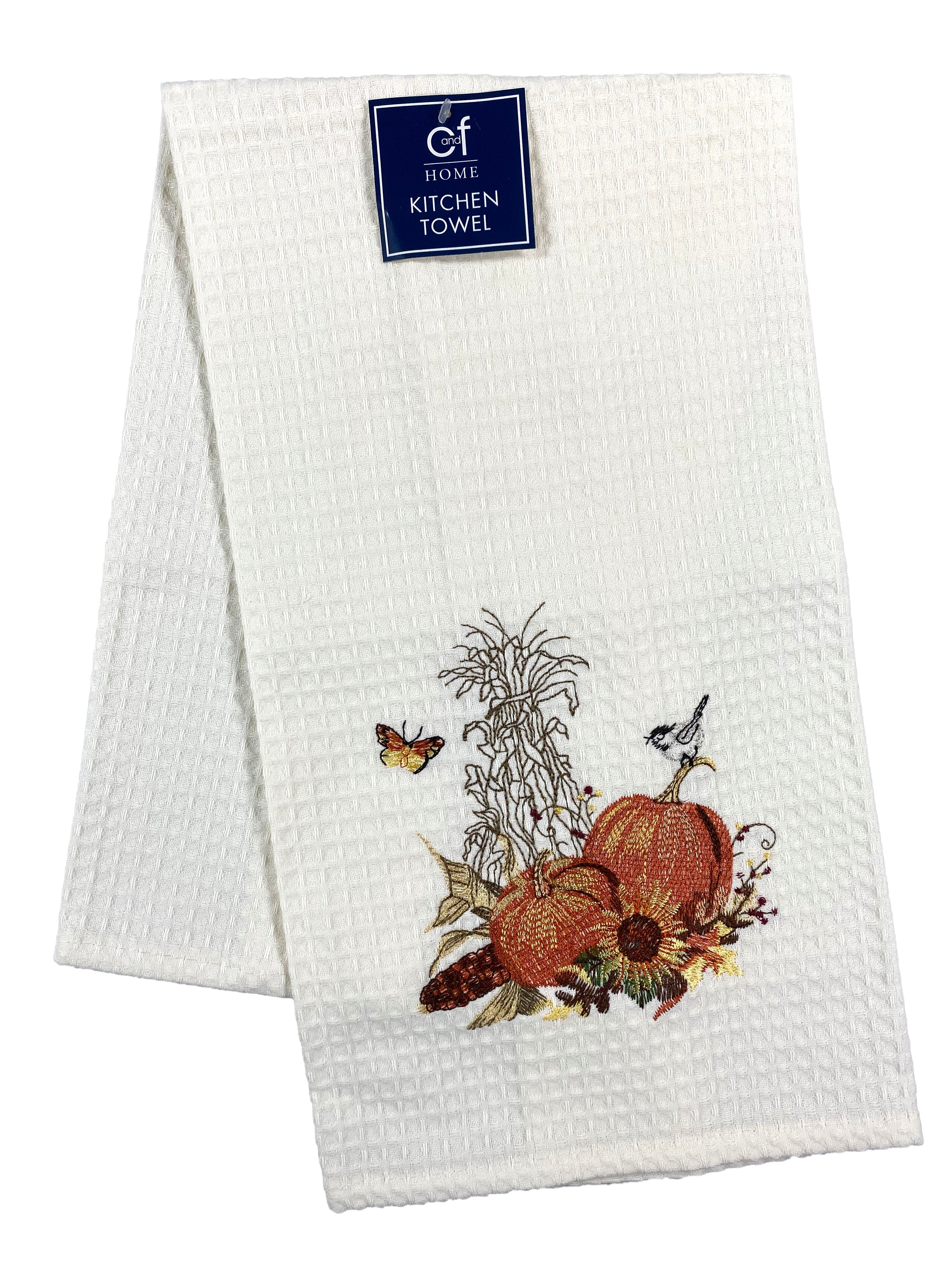 Haystack and Pumpkins - Waffle Weave Kitchen Towel    