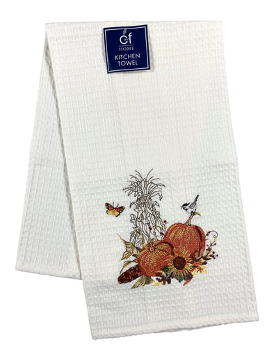Haystack and Pumpkins - Waffle Weave Kitchen Towel    