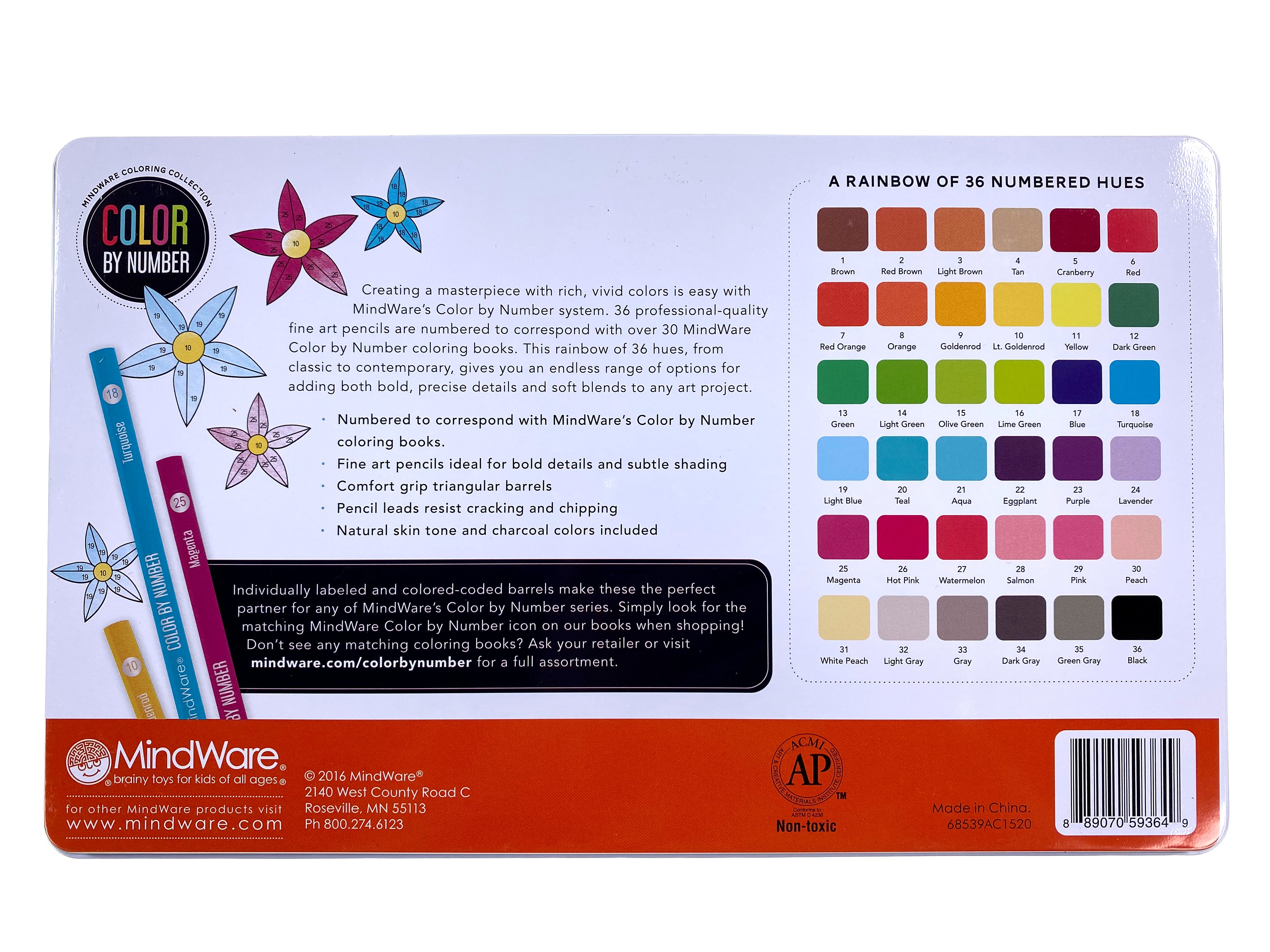 36 Color By Number Colored Pencil Set    