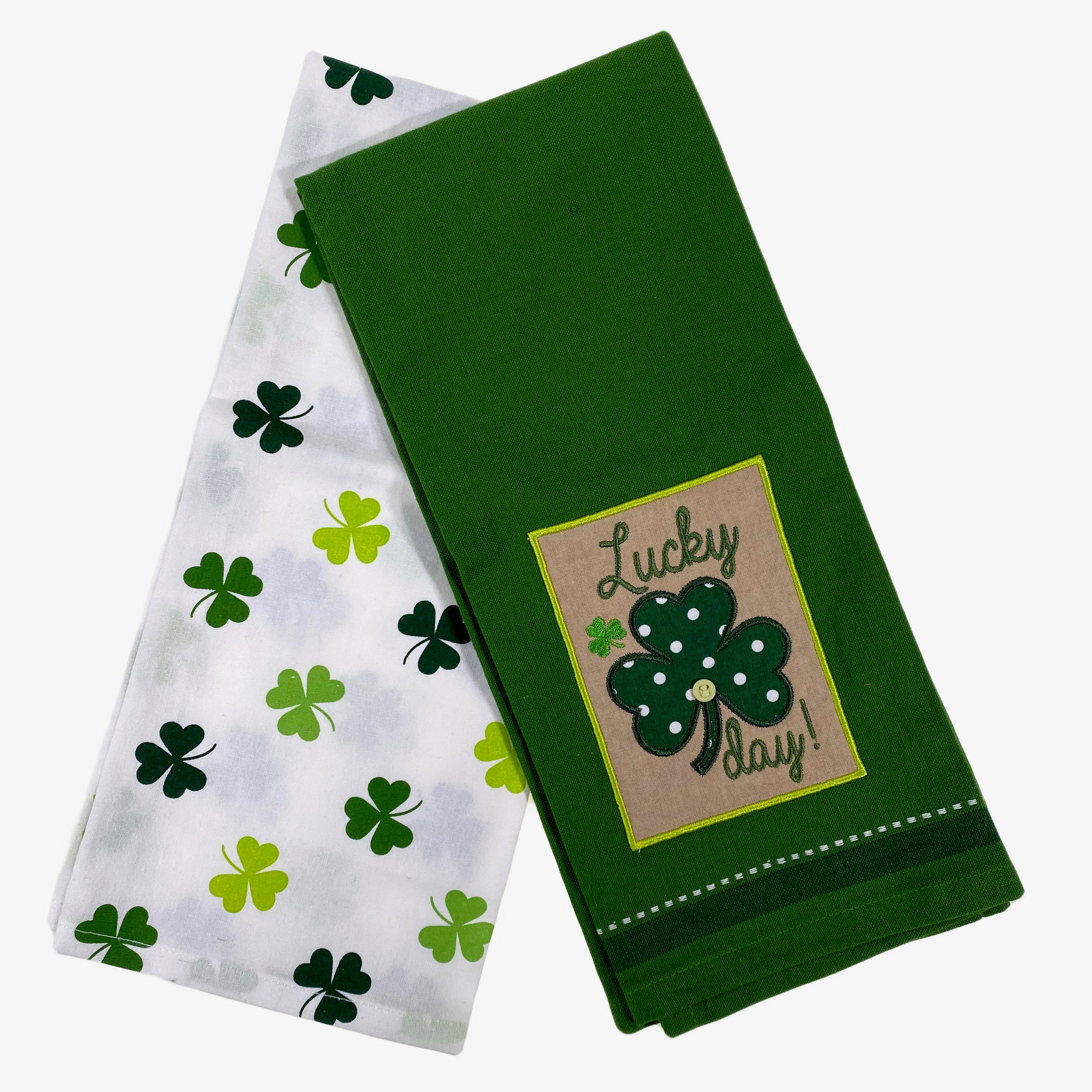 Lucky Day Shamrock Set of 2 Dishtowels    