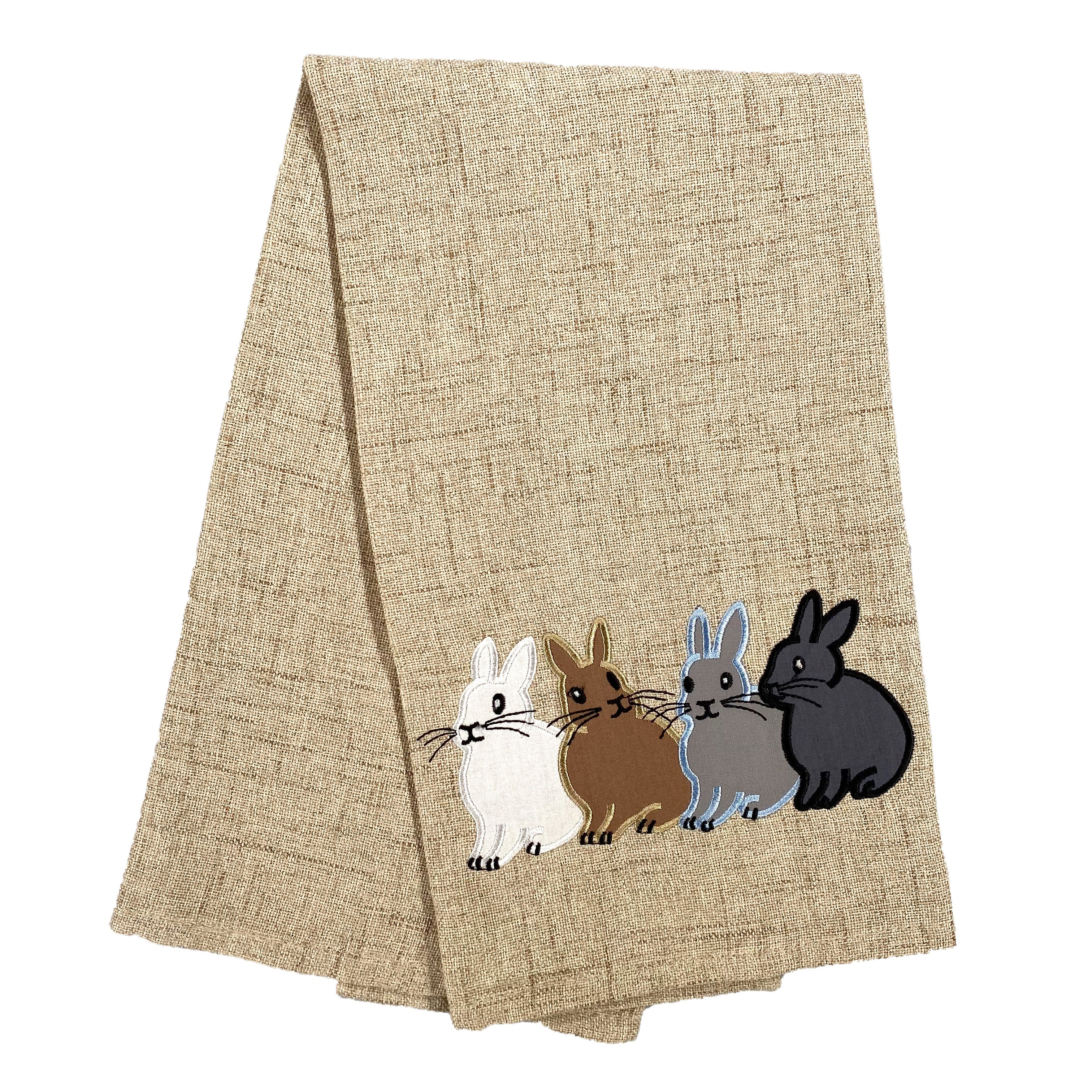 Bunny Row Applique Dishtowel    