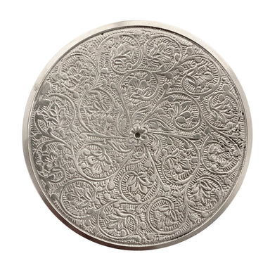 Ornate Filigree Nickel Pillar Holder - 3 Inch Pillar Candle    