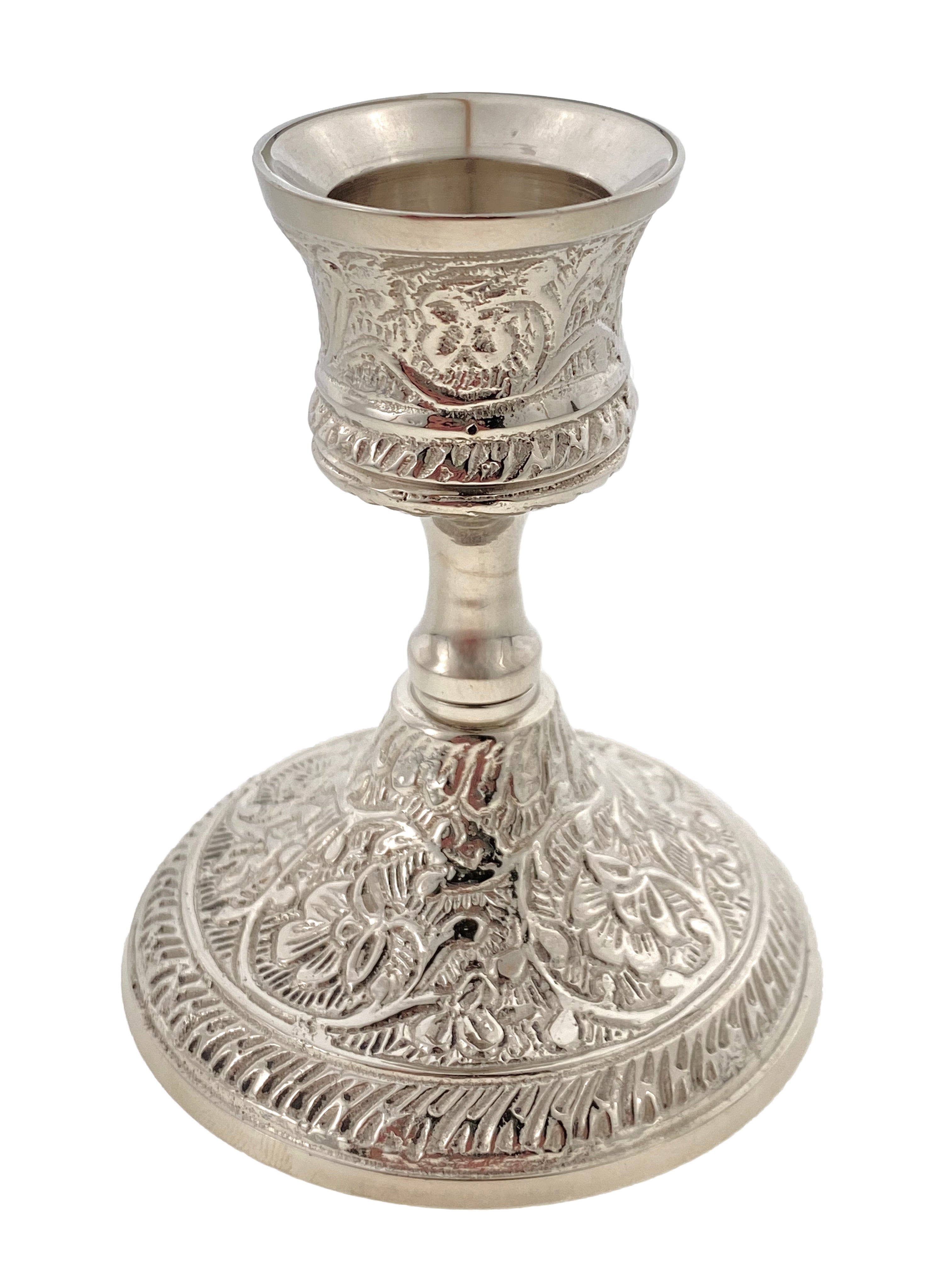 3.5 Inch Ornate Filigree Taper Holder - Nickel    