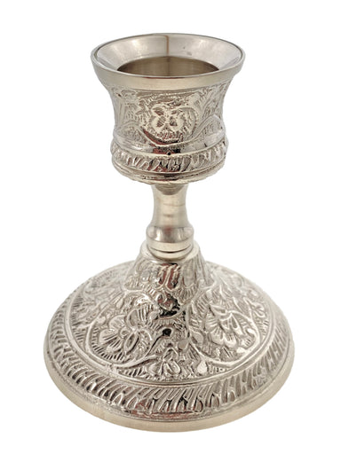 3.5 Inch Ornate Filigree Taper Holder - Nickel    