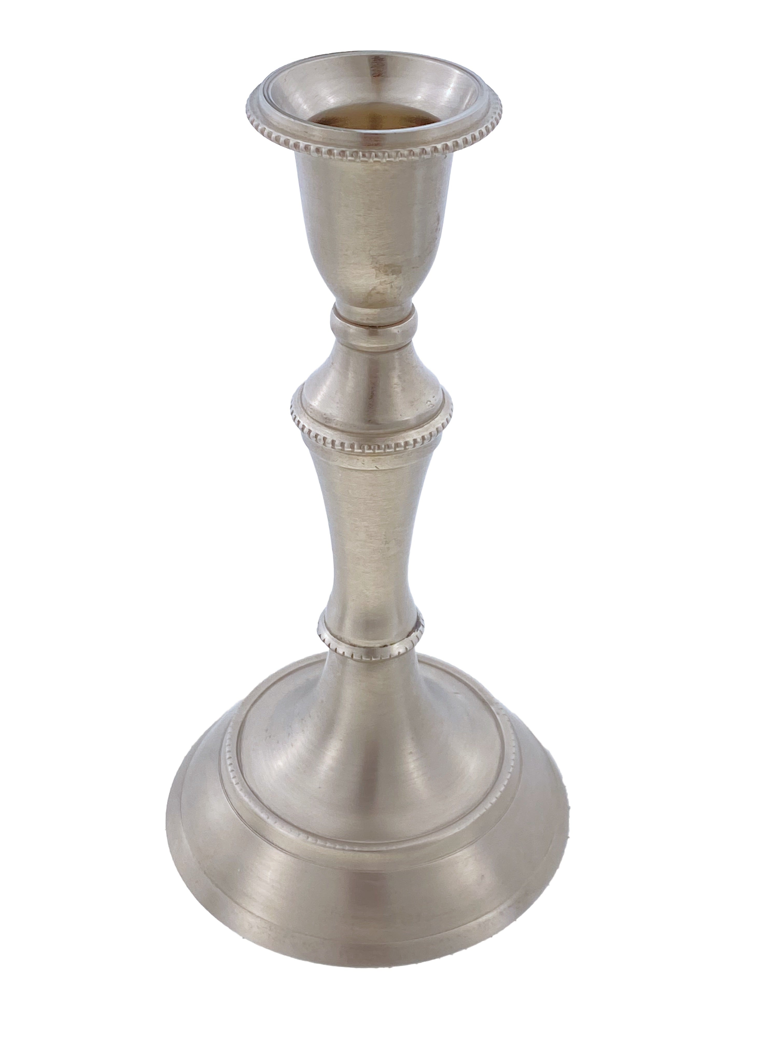 6.5 Inch Beaded Taper Holder - Brushed Pewter Finish    